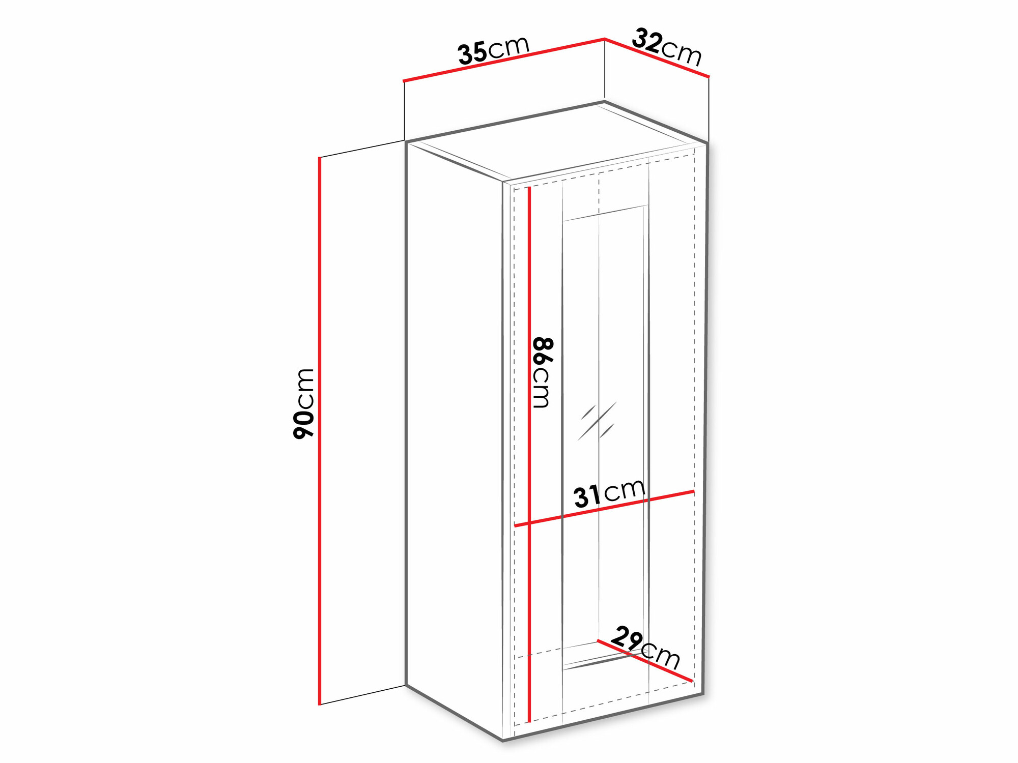Armario de pared Vilrin VII (Negro + Roble wotan)