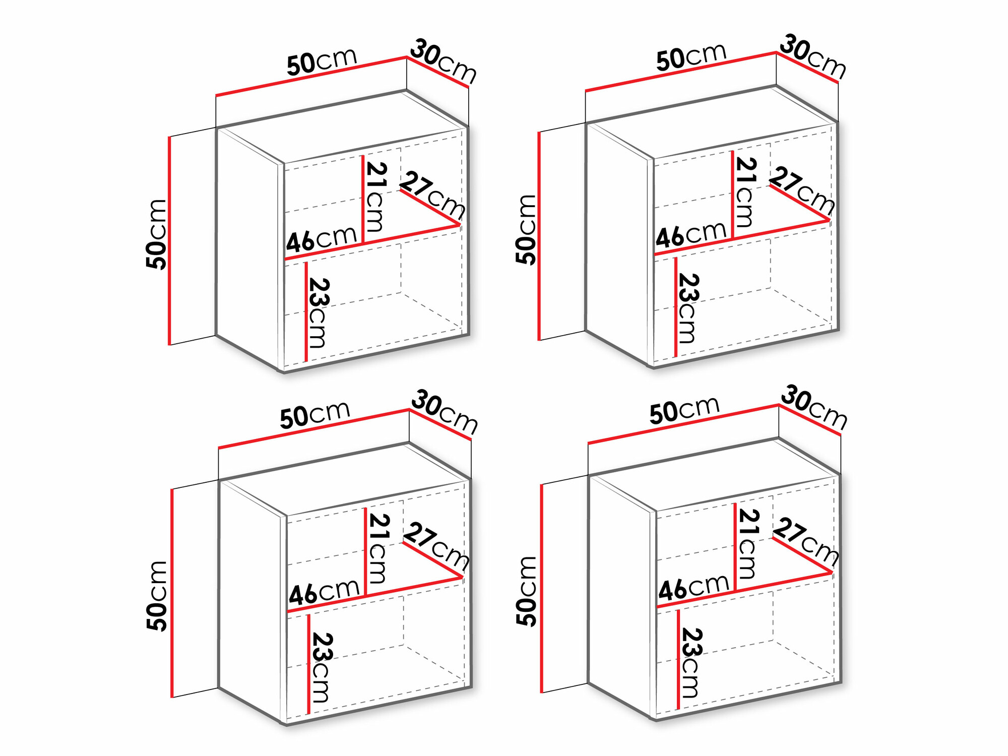 Conjunto de armarios Vilrin (Blanco + Blanco brillante)