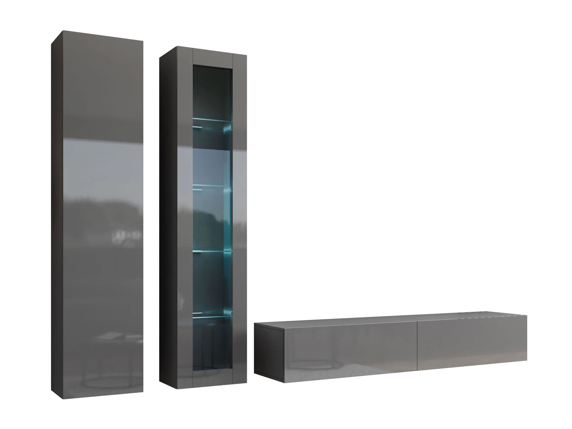 Conjunto de salón Venenou 102 (Gris + Gris brillante)