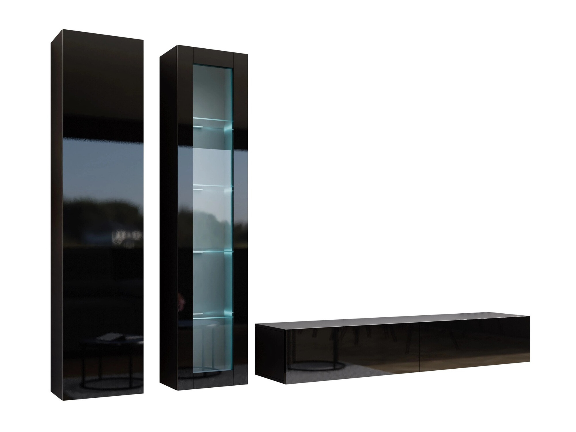 Conjunto de salón Venenou 102 (Negro + Negro brillante)