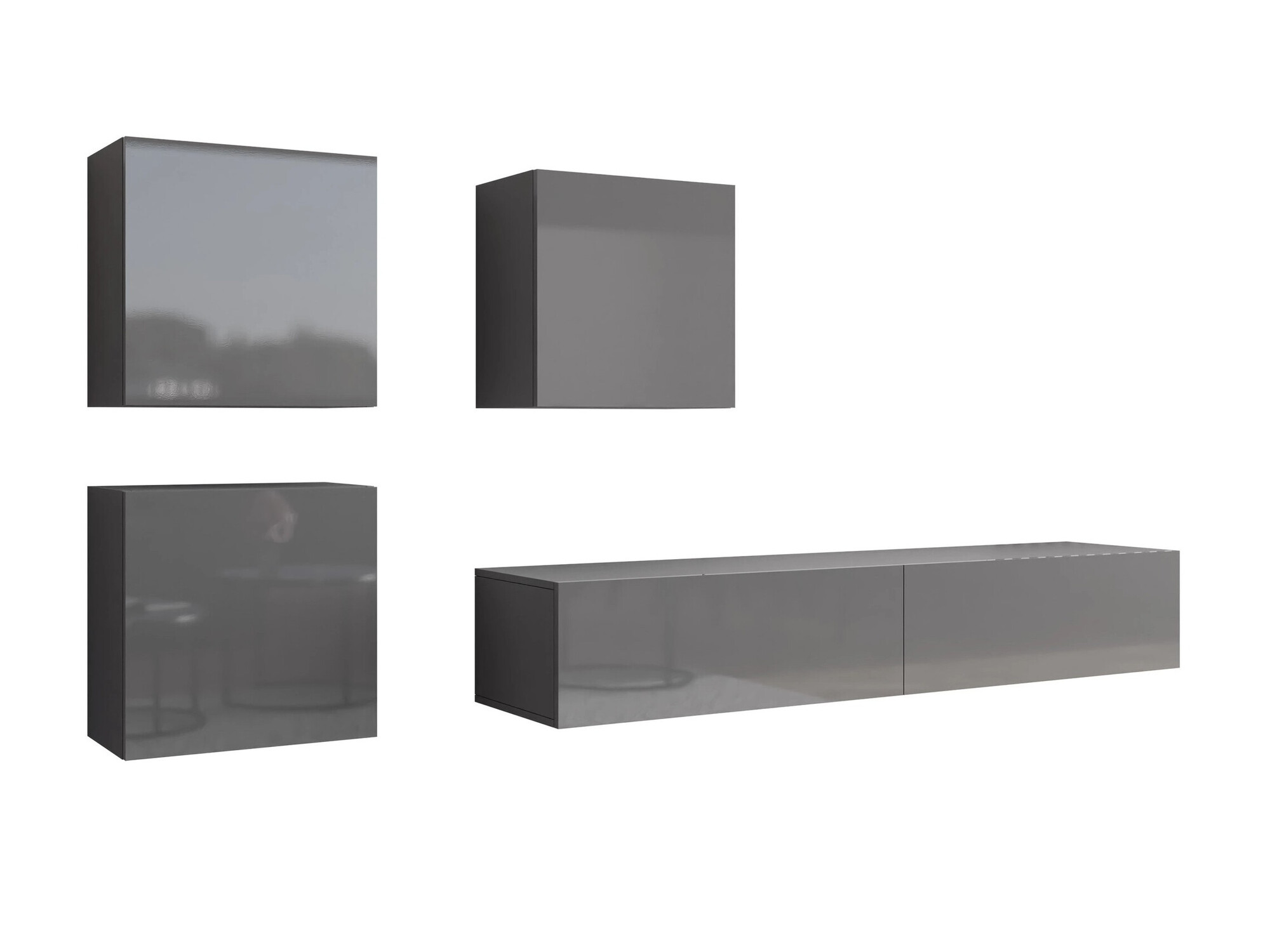 Conjunto de salón Venenou 109 (Gris + Gris brillante)