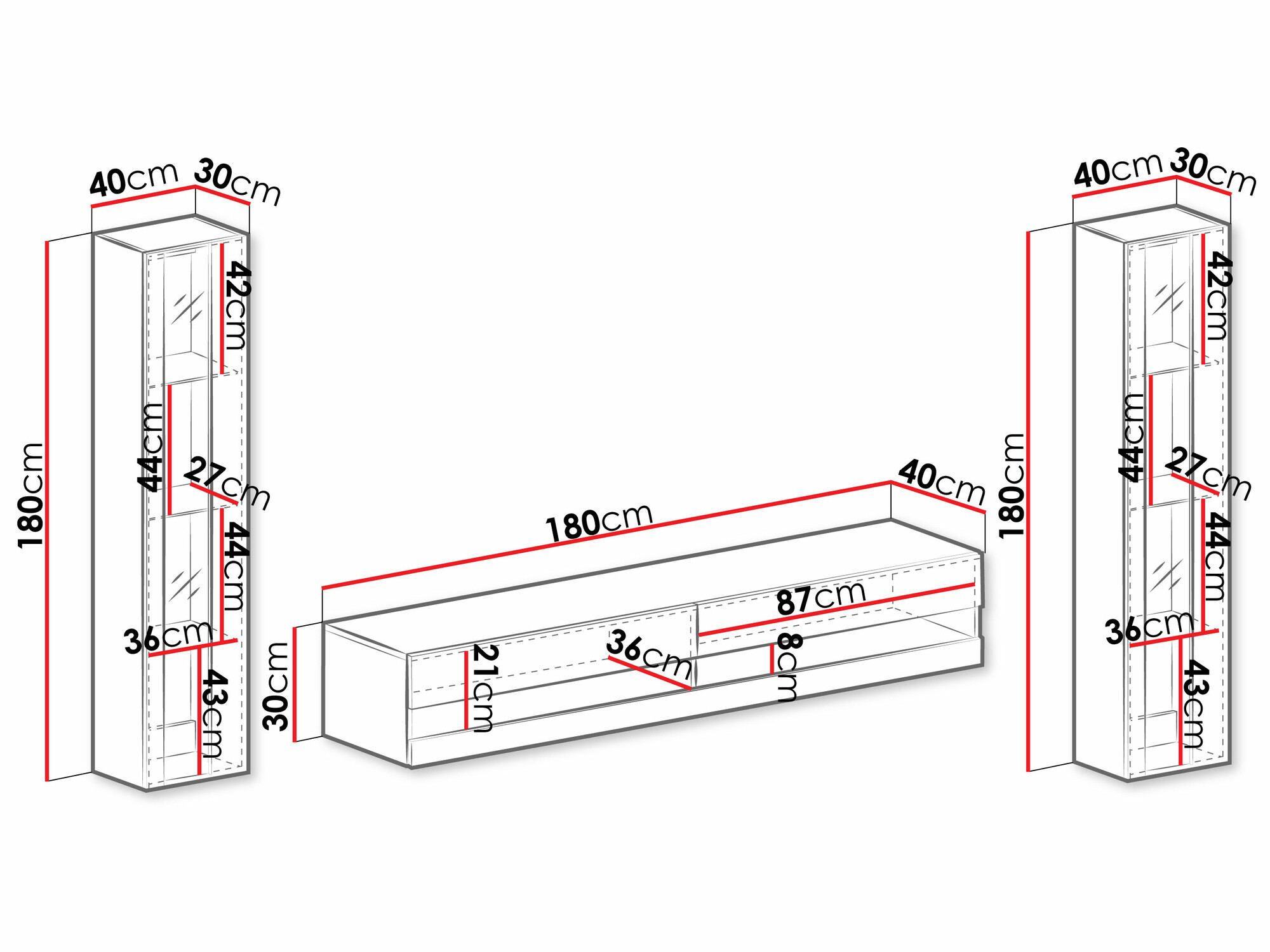 Conjunto de salón Venenou 112 (Blanco + Blanco brillante)