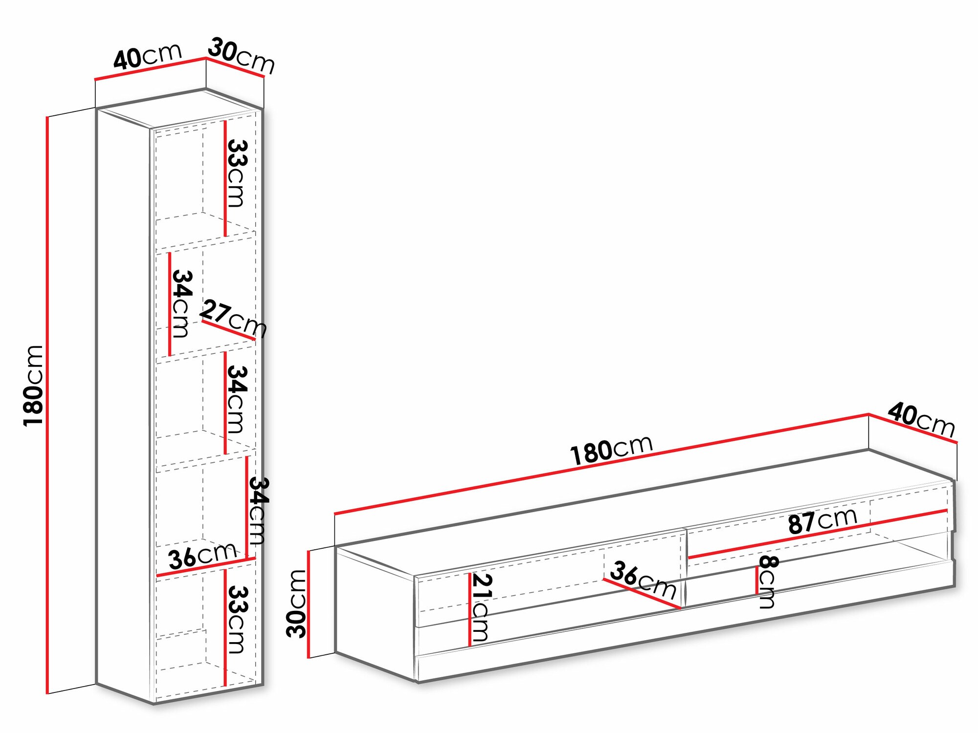Conjunto de salón Venenou 114 (Blanco + Blanco brillante)