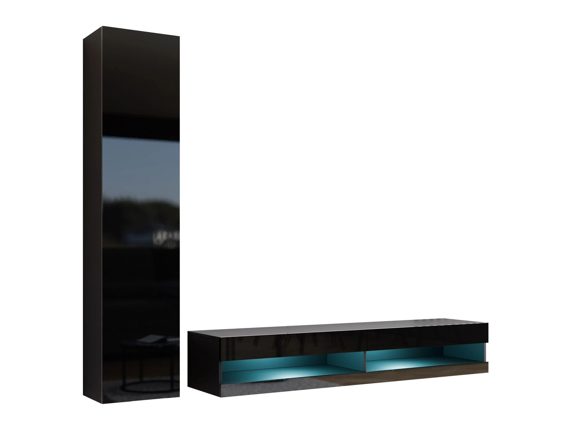 Conjunto de salón Venenou 114 (Negro + Negro brillante)