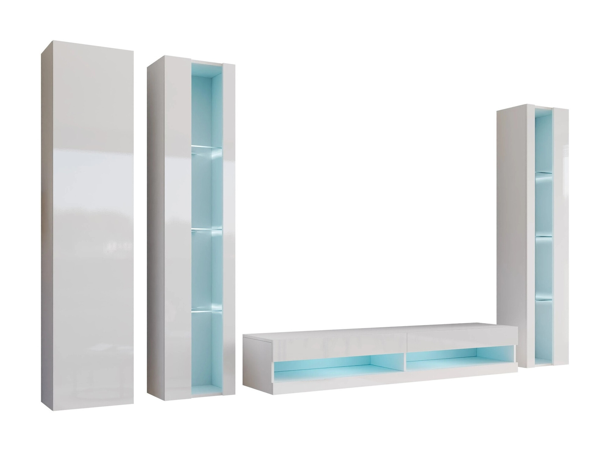 Conjunto de salón Venenou 116 (Blanco + Blanco brillante)