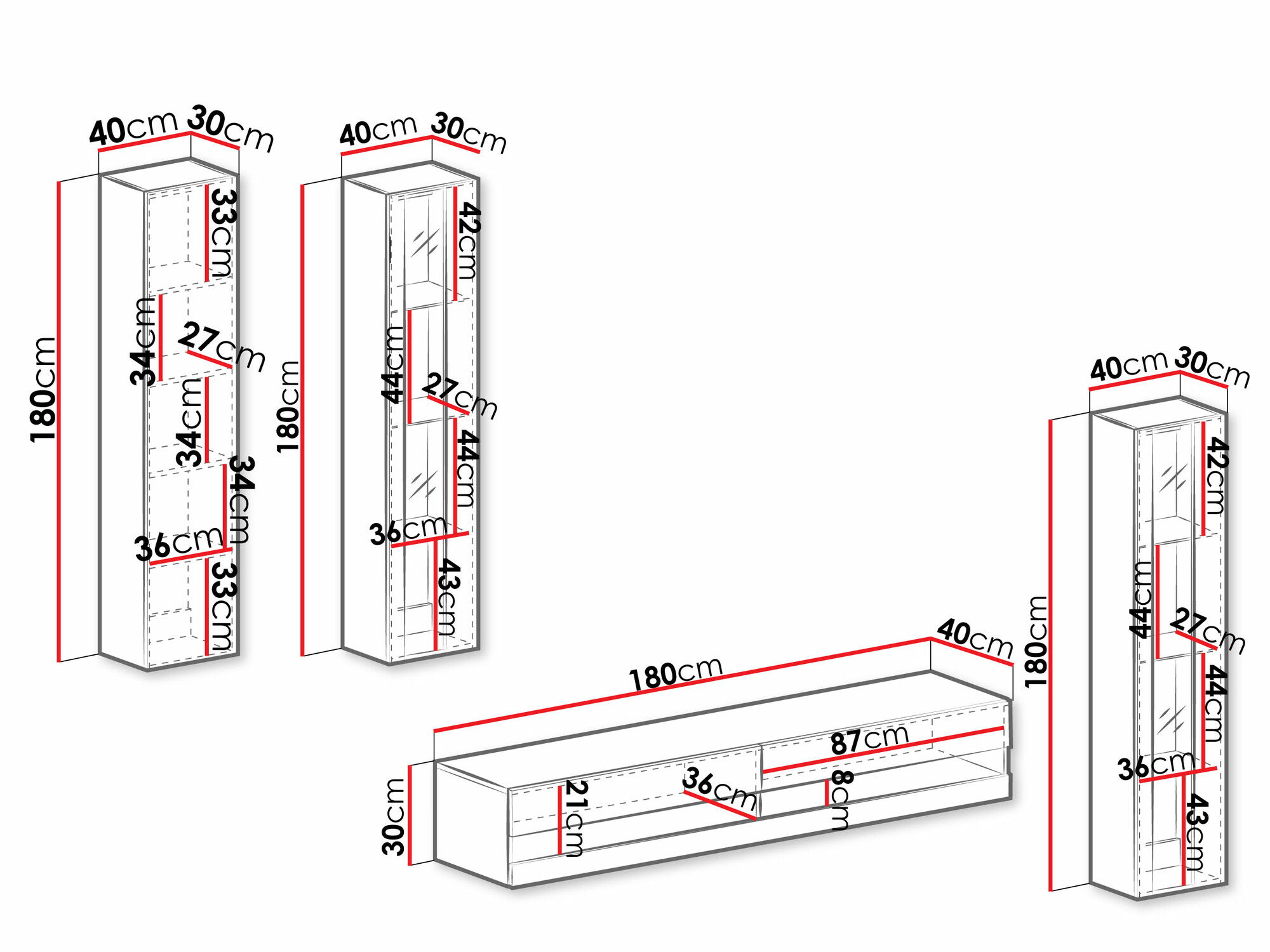 Conjunto de salón Venenou 116 (Gris + Gris brillante)