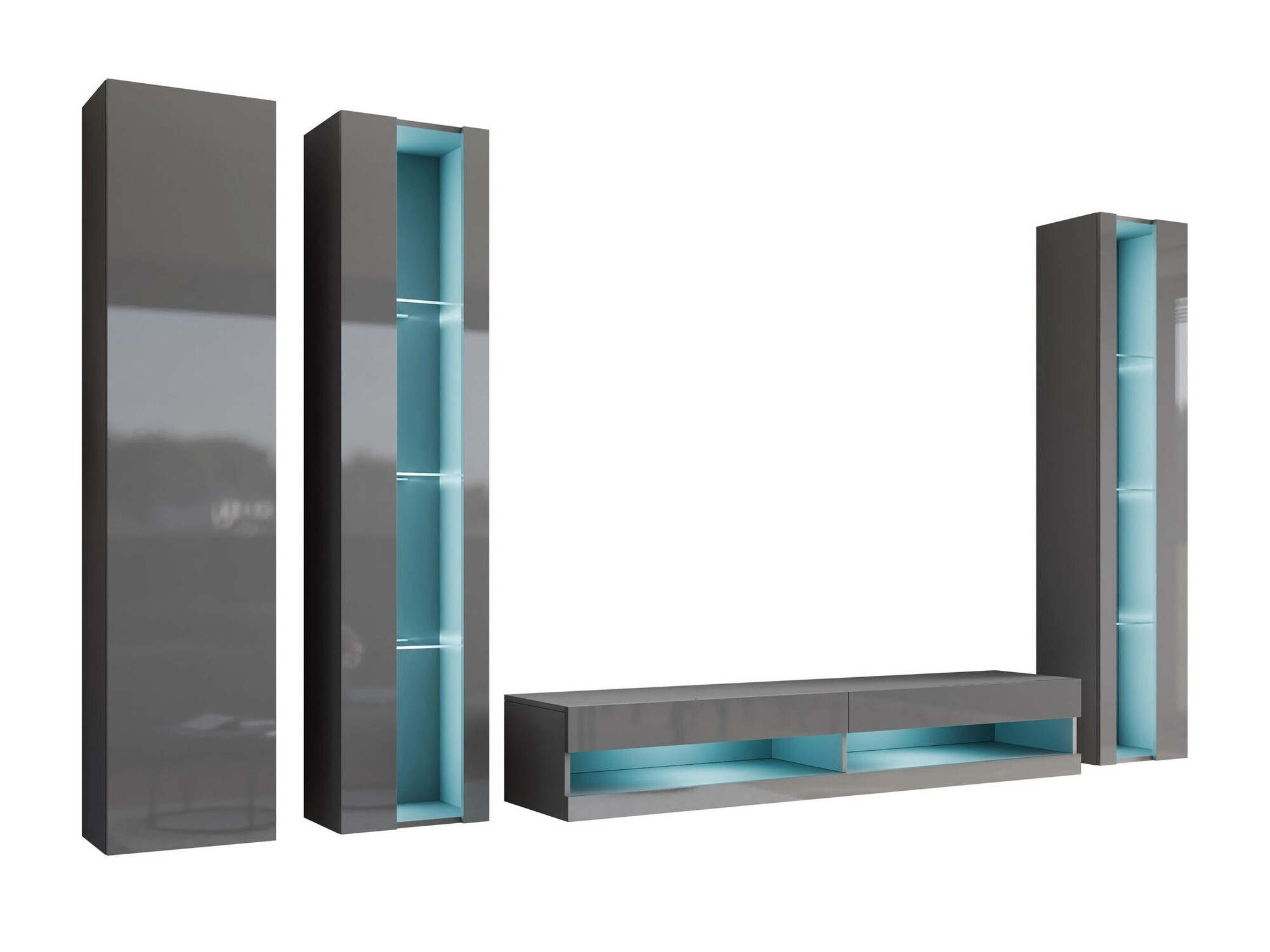 Conjunto de salón Venenou 116 (Gris + Gris brillante)