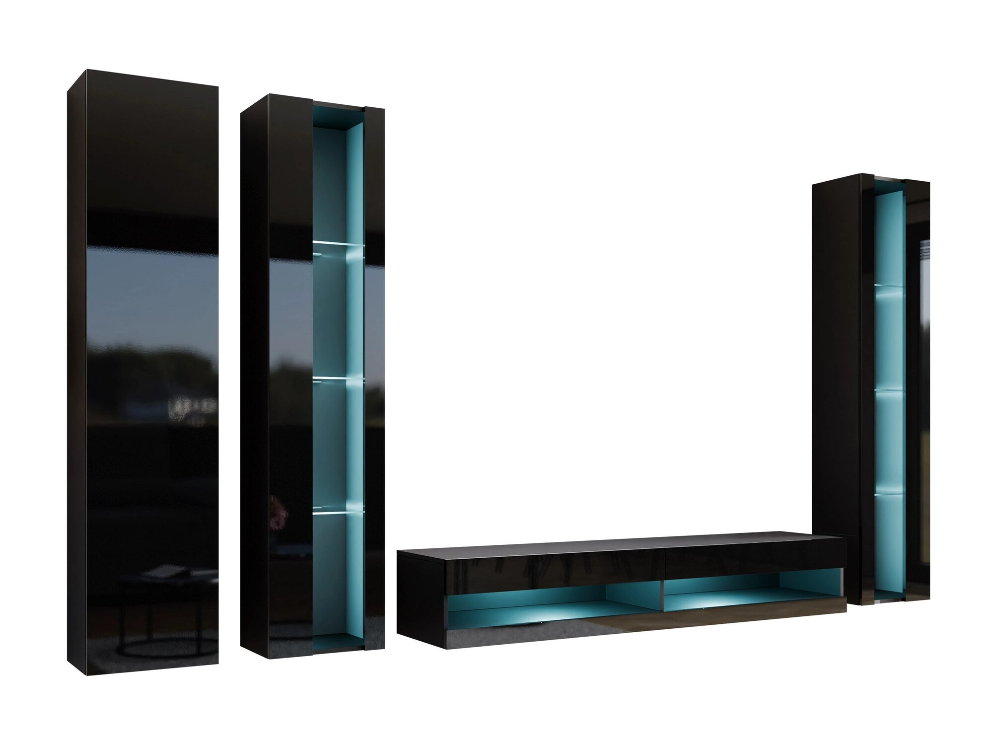 Conjunto de salón Venenou 116 (Negro + Negro brillante)