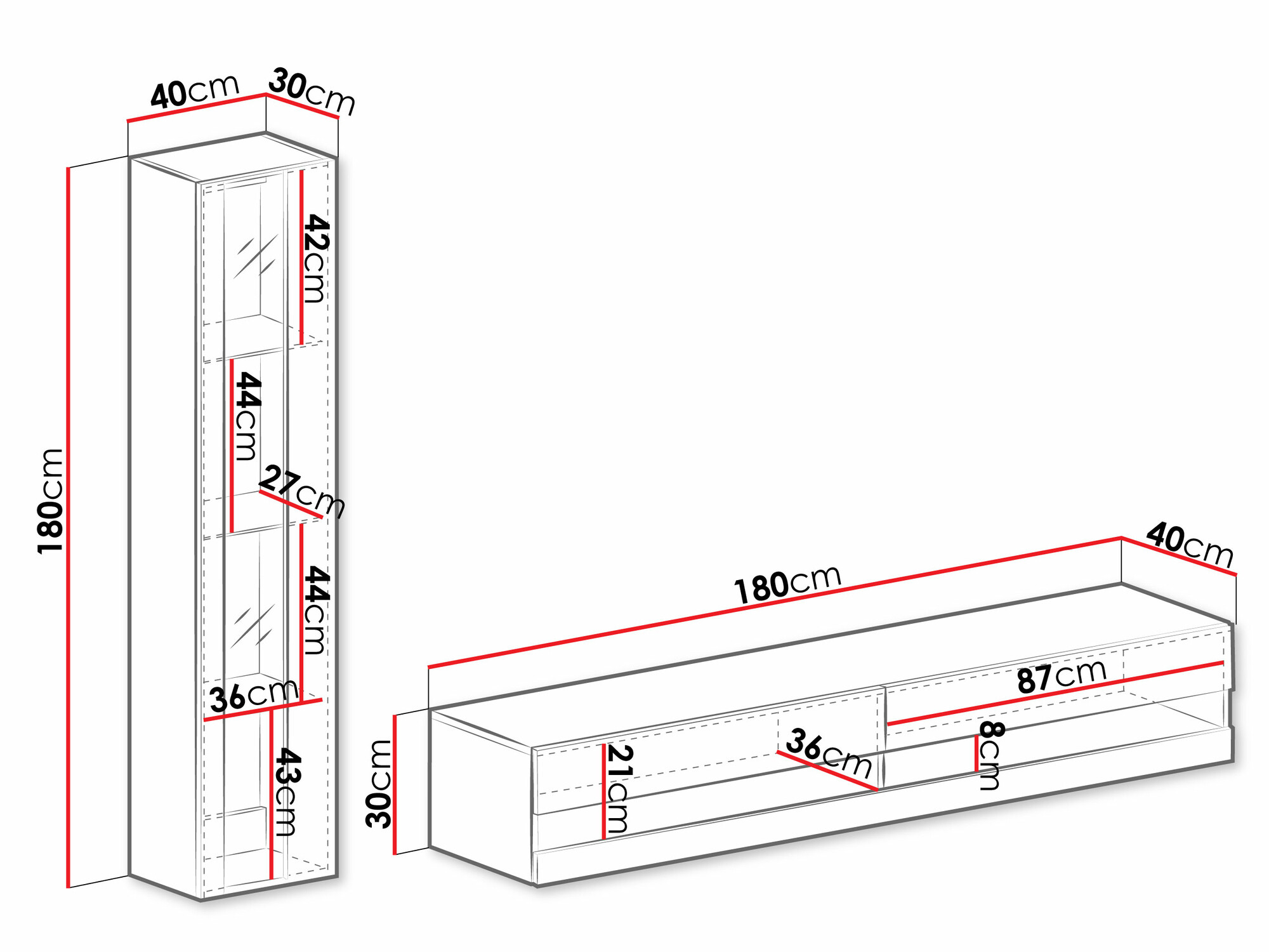 Conjunto de salón Venenou 118 (Blanco + Blanco brillante)