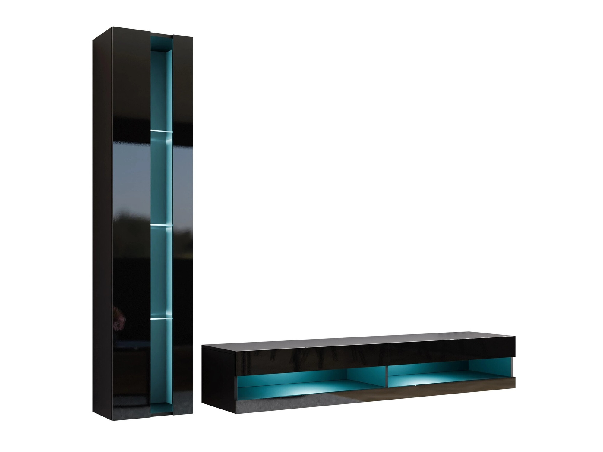 Conjunto de salón Venenou 118 (Negro + Negro brillante)