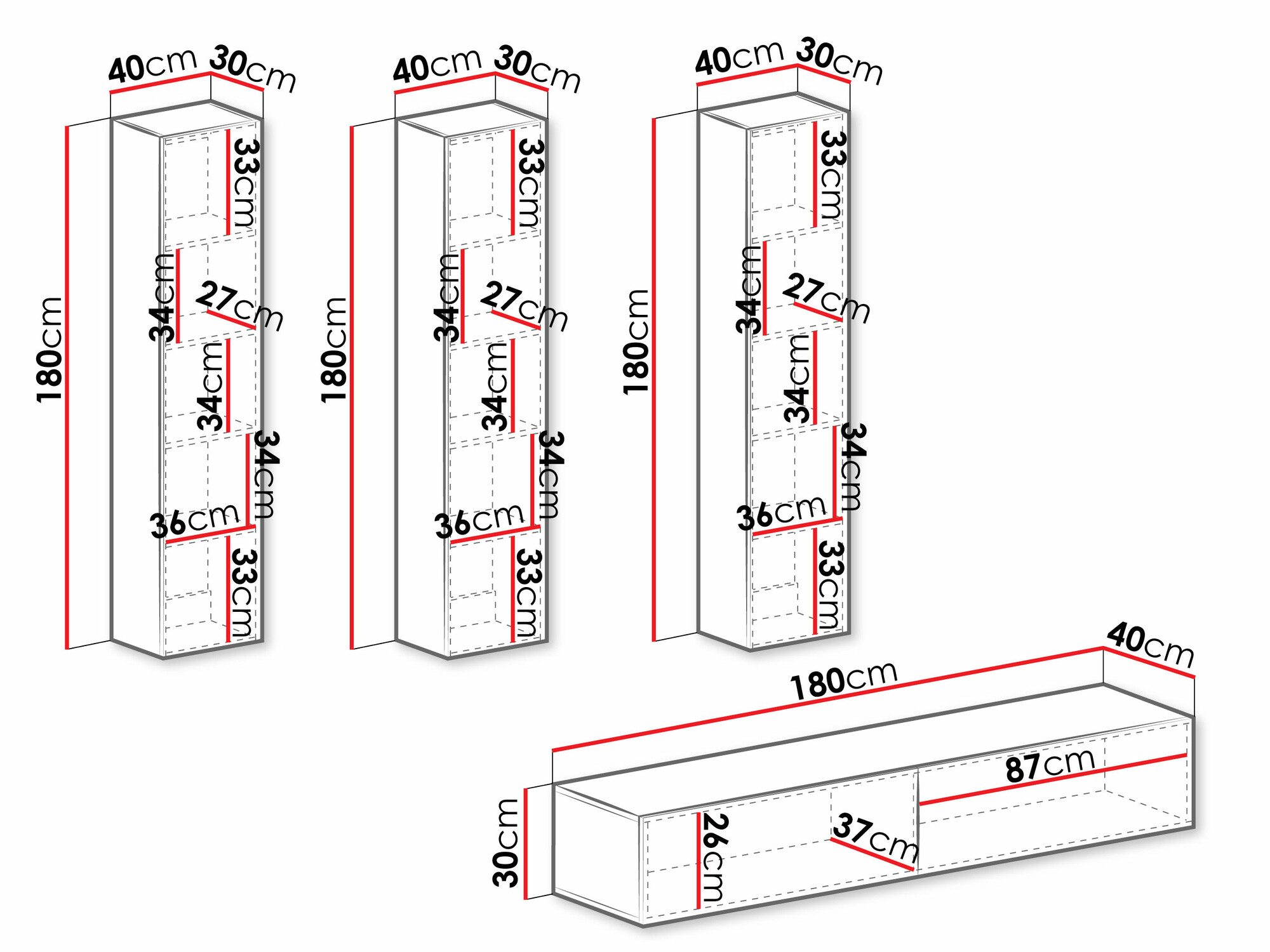 Conjunto de salón Vilrin (Blanco + Blanco brillante)
