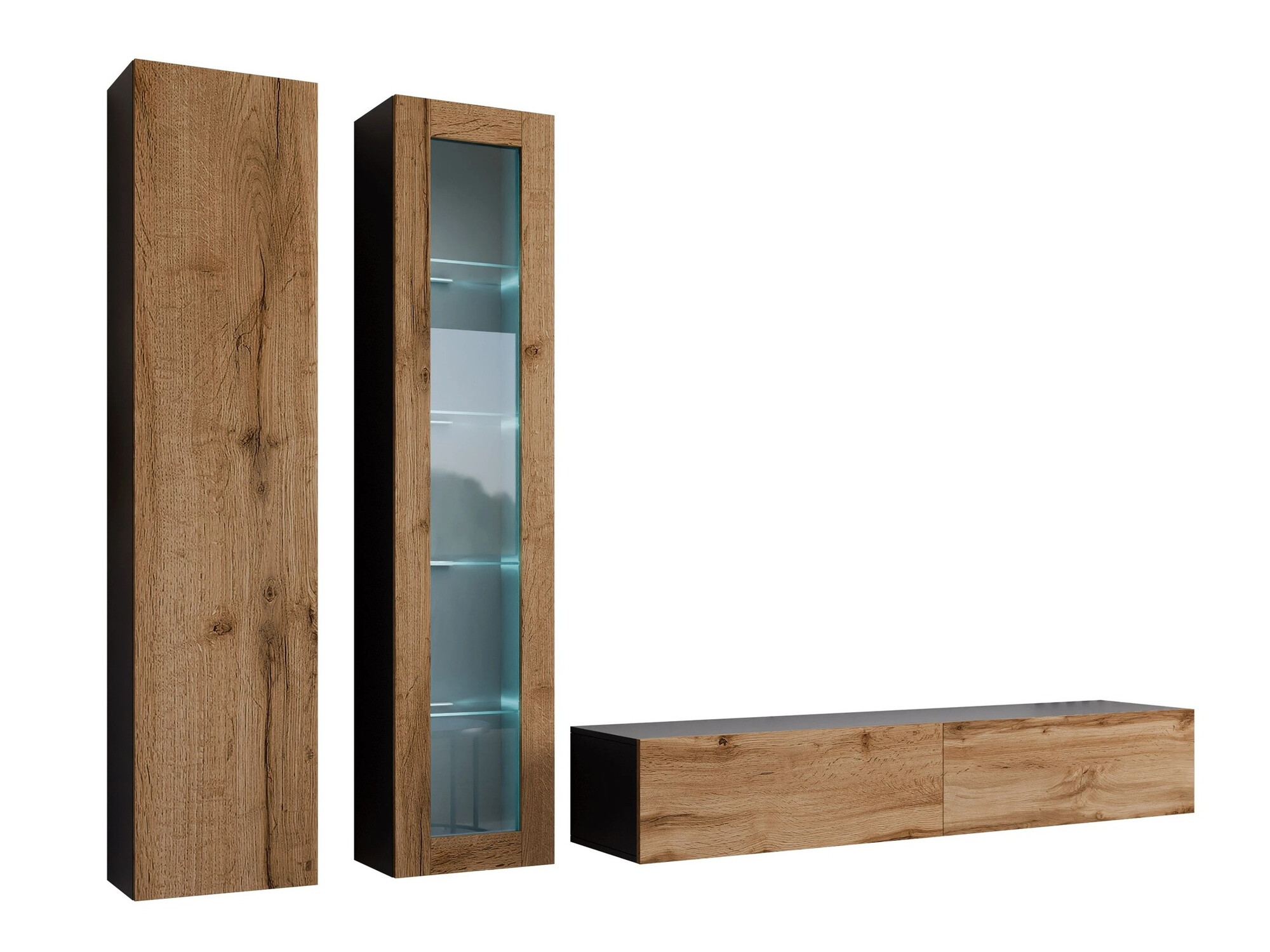 Conjunto de salón Vilrin I (Negro + Roble wotan)