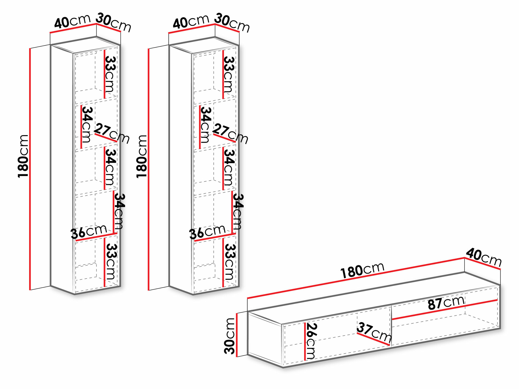 Conjunto de salón Vilrin II (Blanco + Blanco brillante)