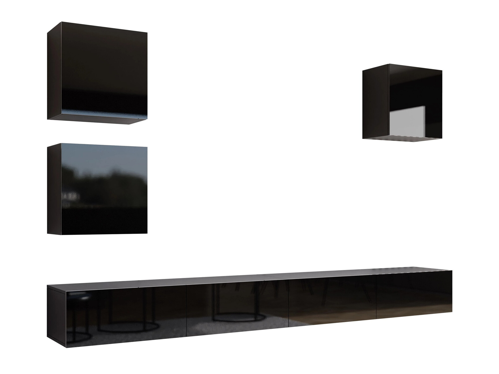 Conjunto de salón Vilrin III (Negro + Negro brillante)