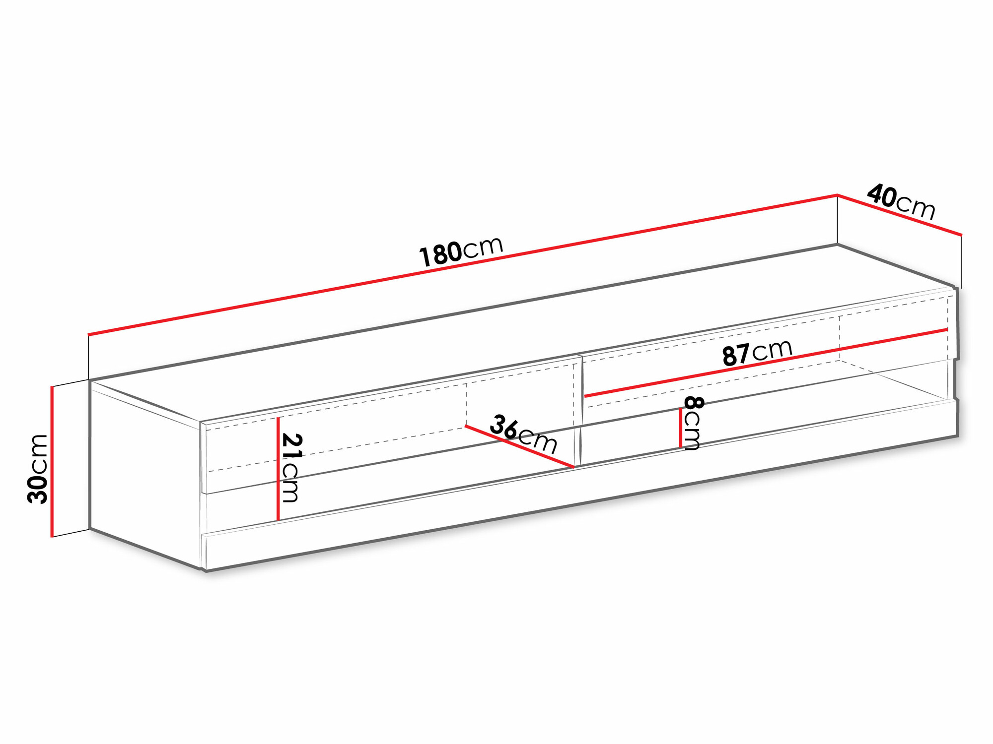 Mueble TV Venenou 120 (Blanco + Blanco brillante)