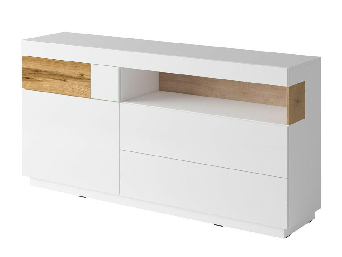 Cómoda Livlore 107 (Blanco + Blanco brillante + Roble wotan)
