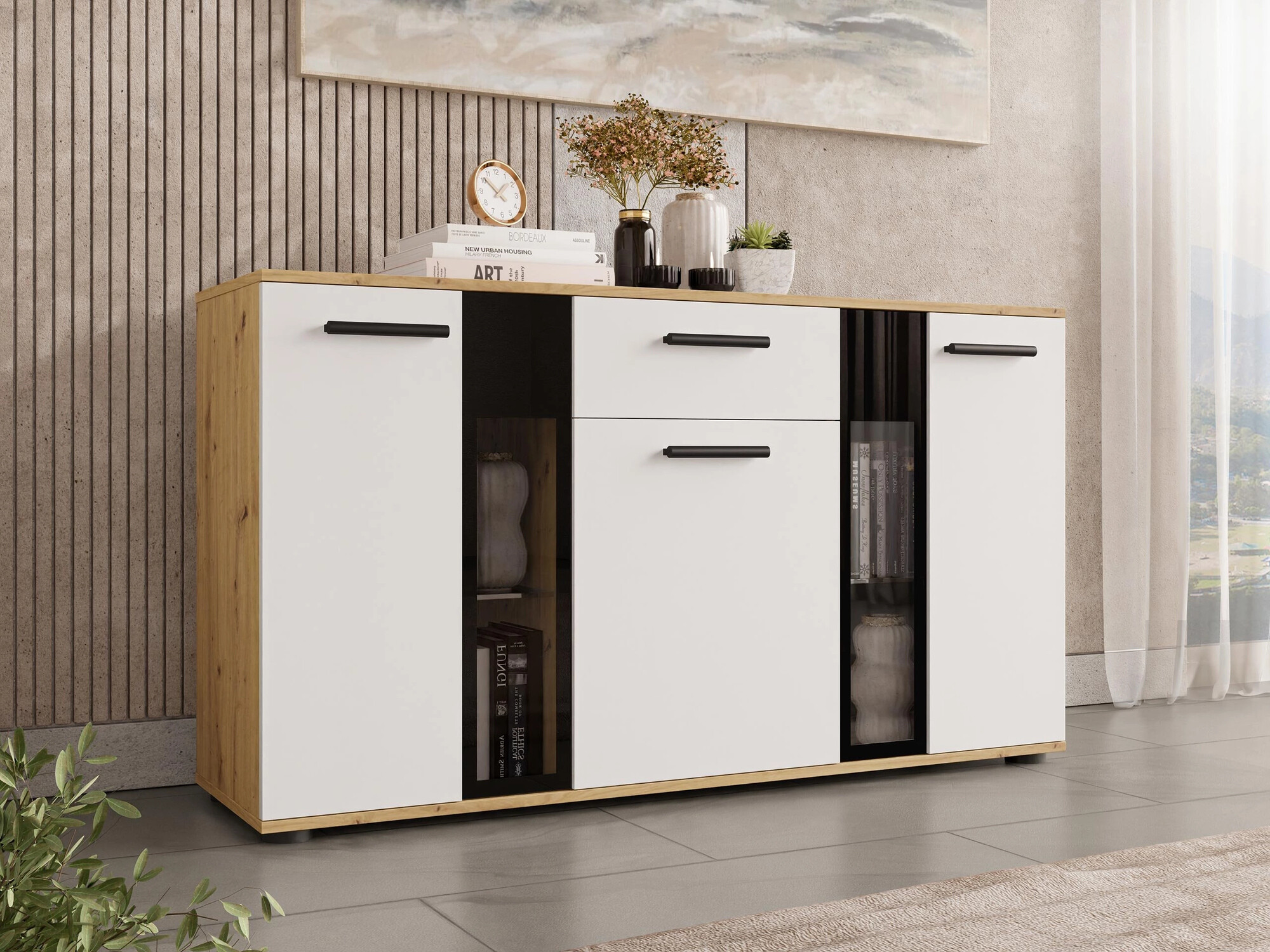 Cómoda Tucson 114 (Artrisan roble + Blanco)