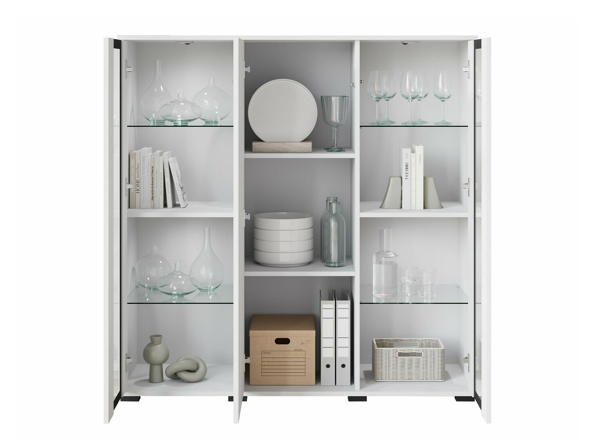 Aparador Torcame 100 (Blanco + Blanco brillante)