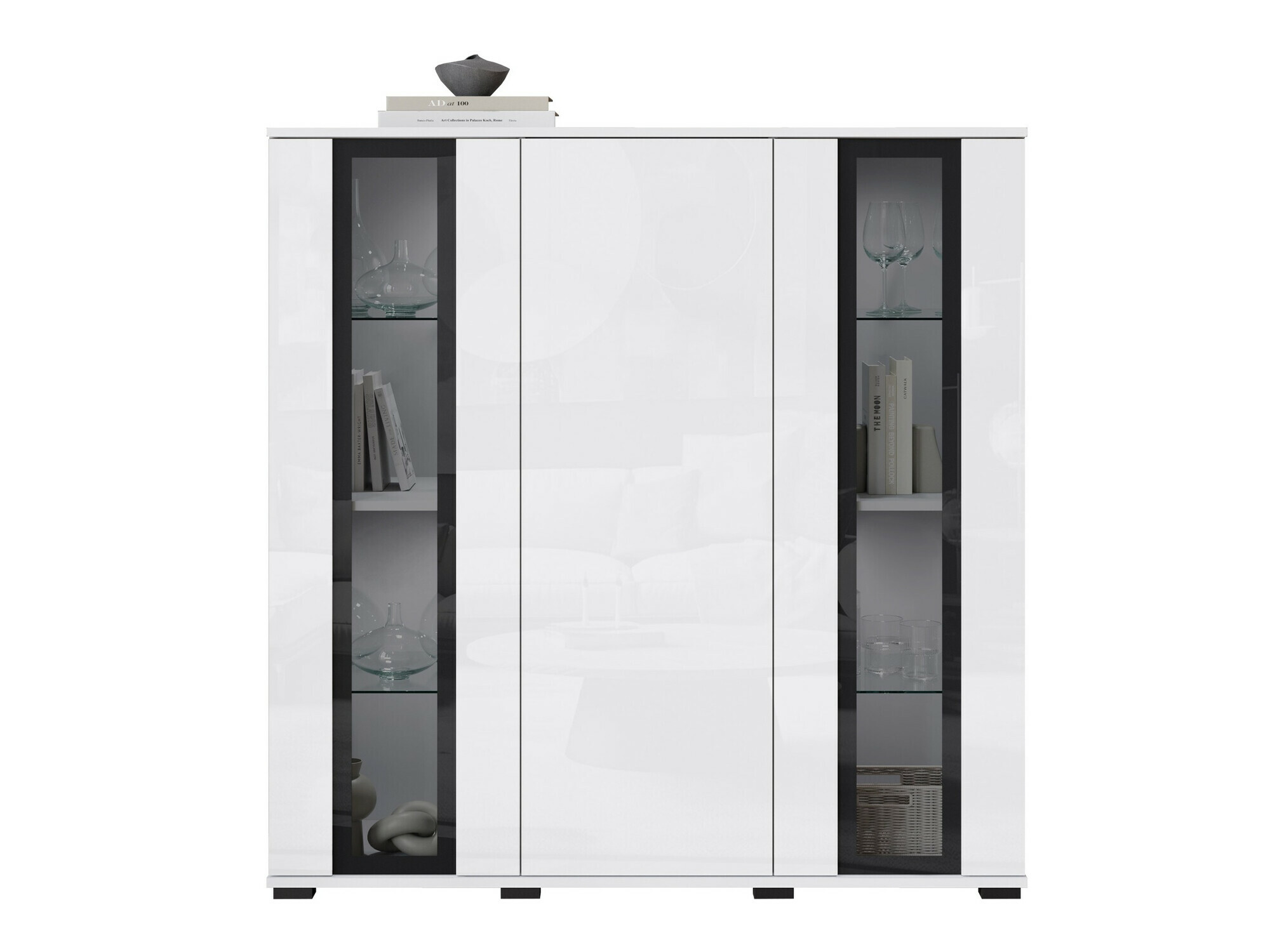 Aparador Torcame 100 (Blanco + Blanco brillante)