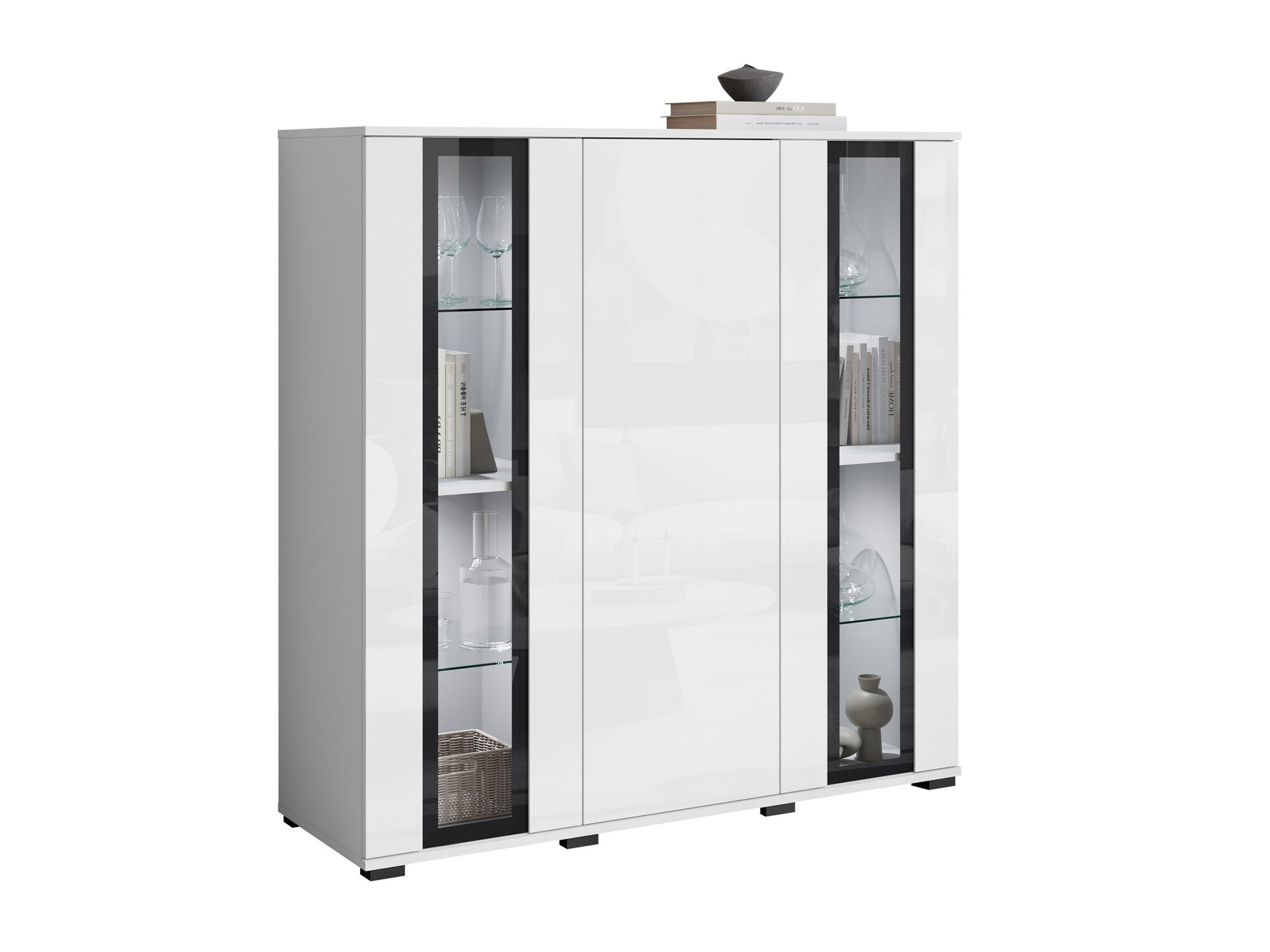 Aparador Torcame 100 (Blanco + Blanco brillante)