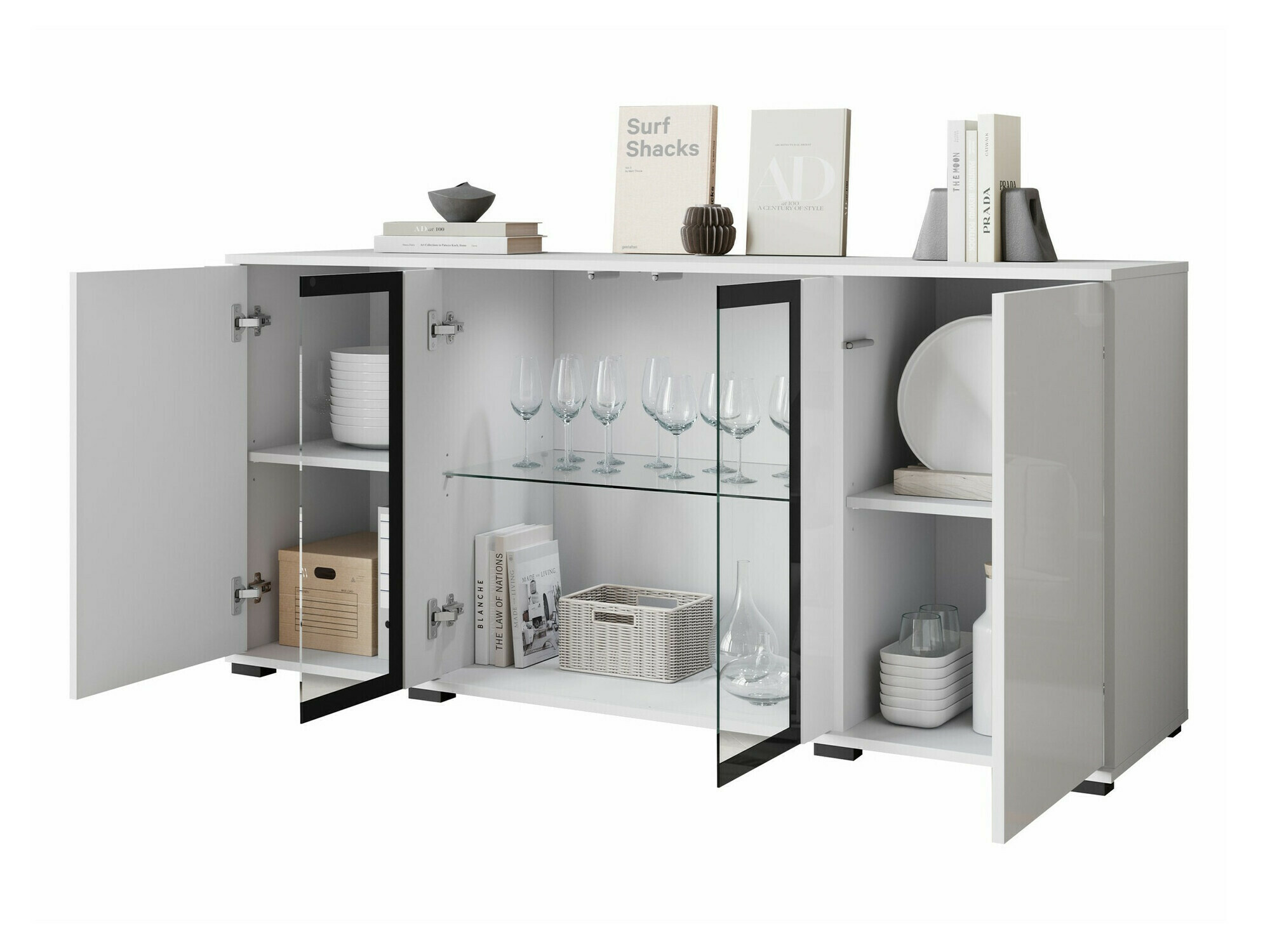 Aparador Torcame 102 (Roble wotan + Blanco brillante)