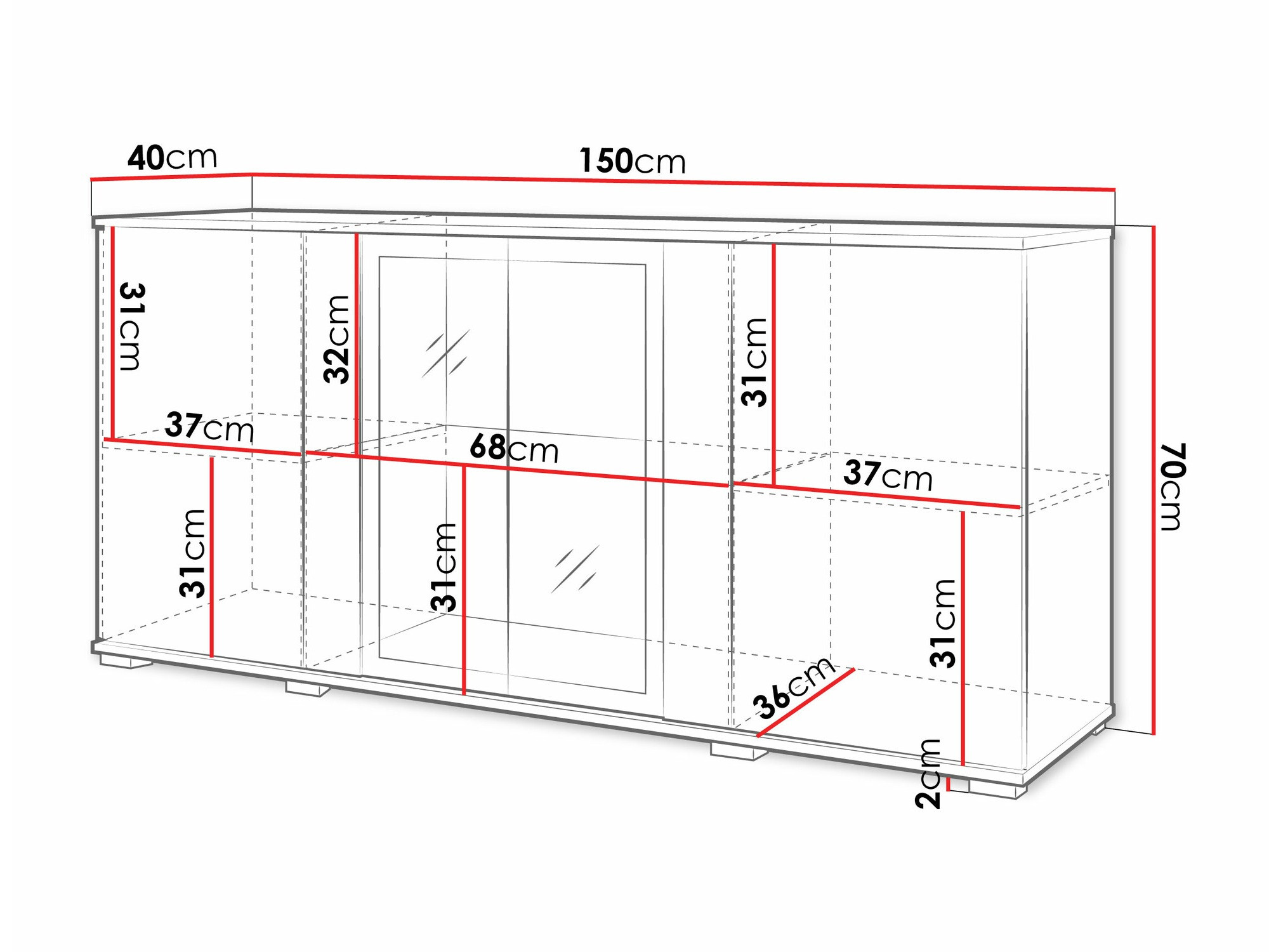 Aparador Torcame 102 (Roble wotan + Blanco brillante)