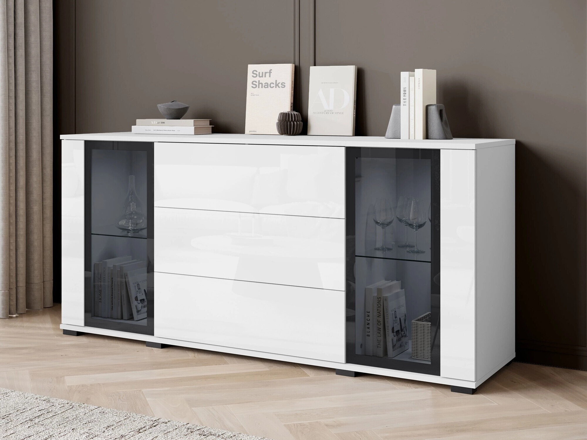 Cómoda Torcame 101 (Blanco + Blanco brillante)