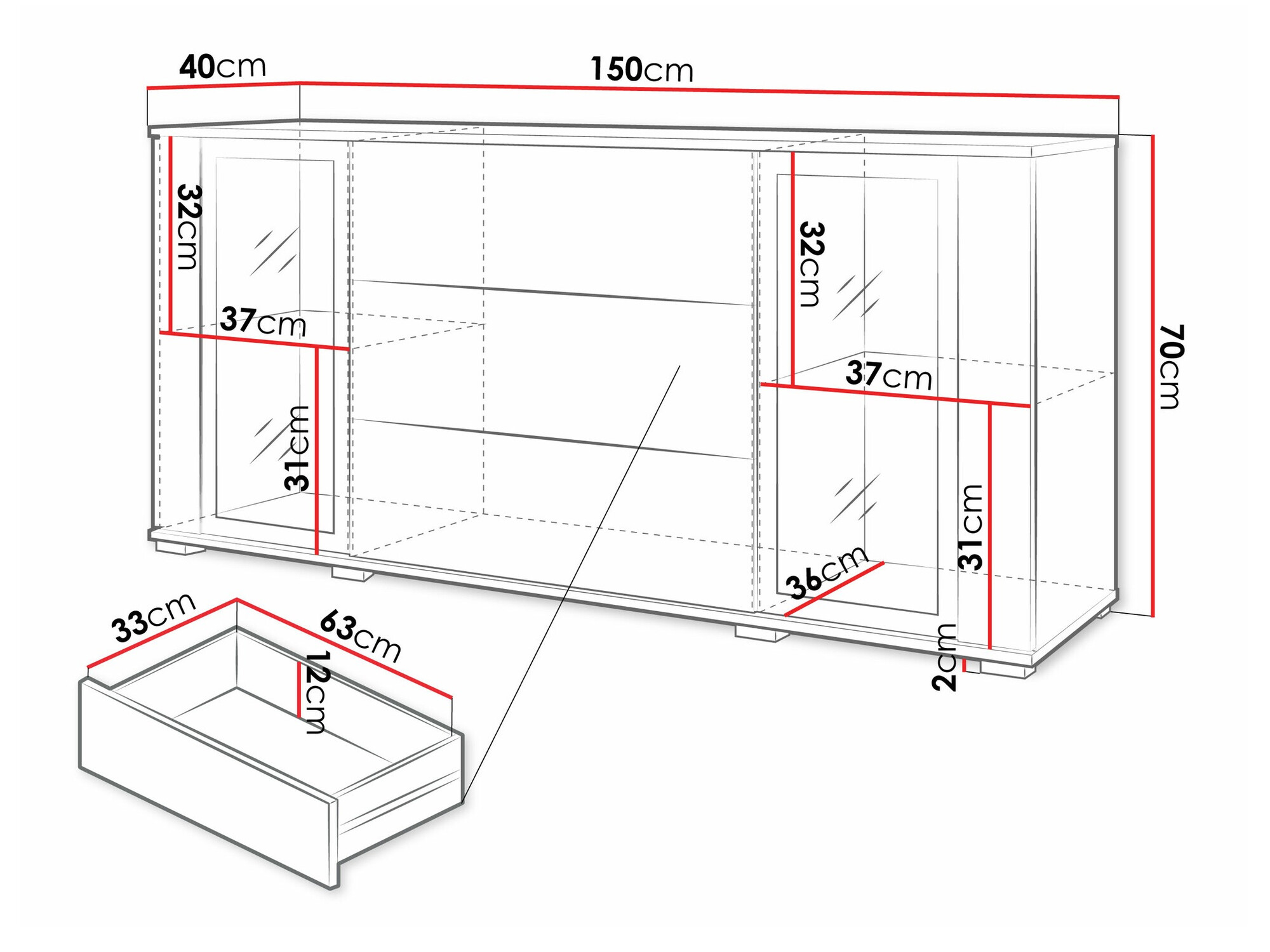 Cómoda Torcame 101 (Blanco + Blanco brillante)