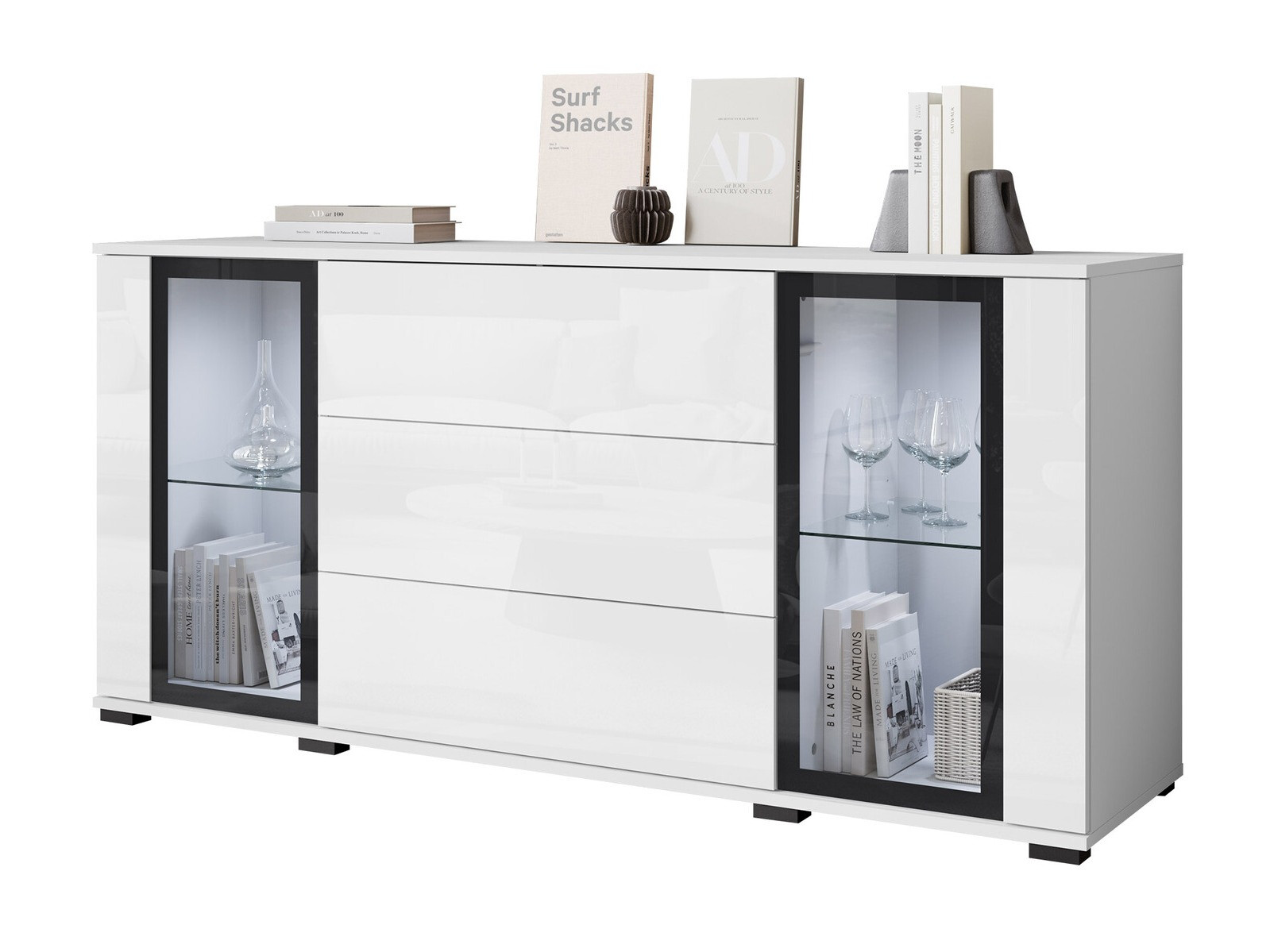 Cómoda Torcame 101 (Blanco + Blanco brillante)