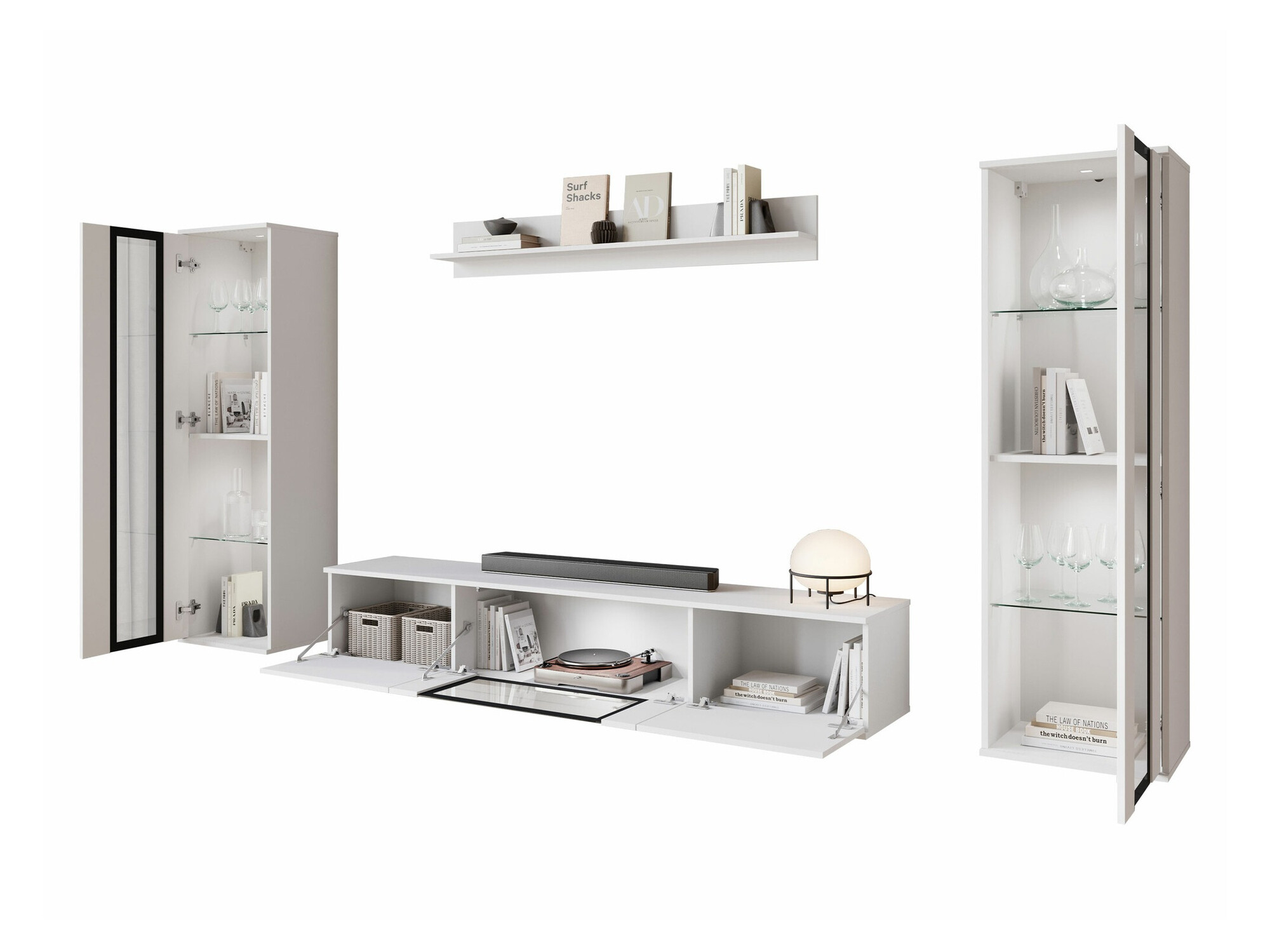 Conjunto de salón Torcame 103 (Blanco + Blanco brillante)