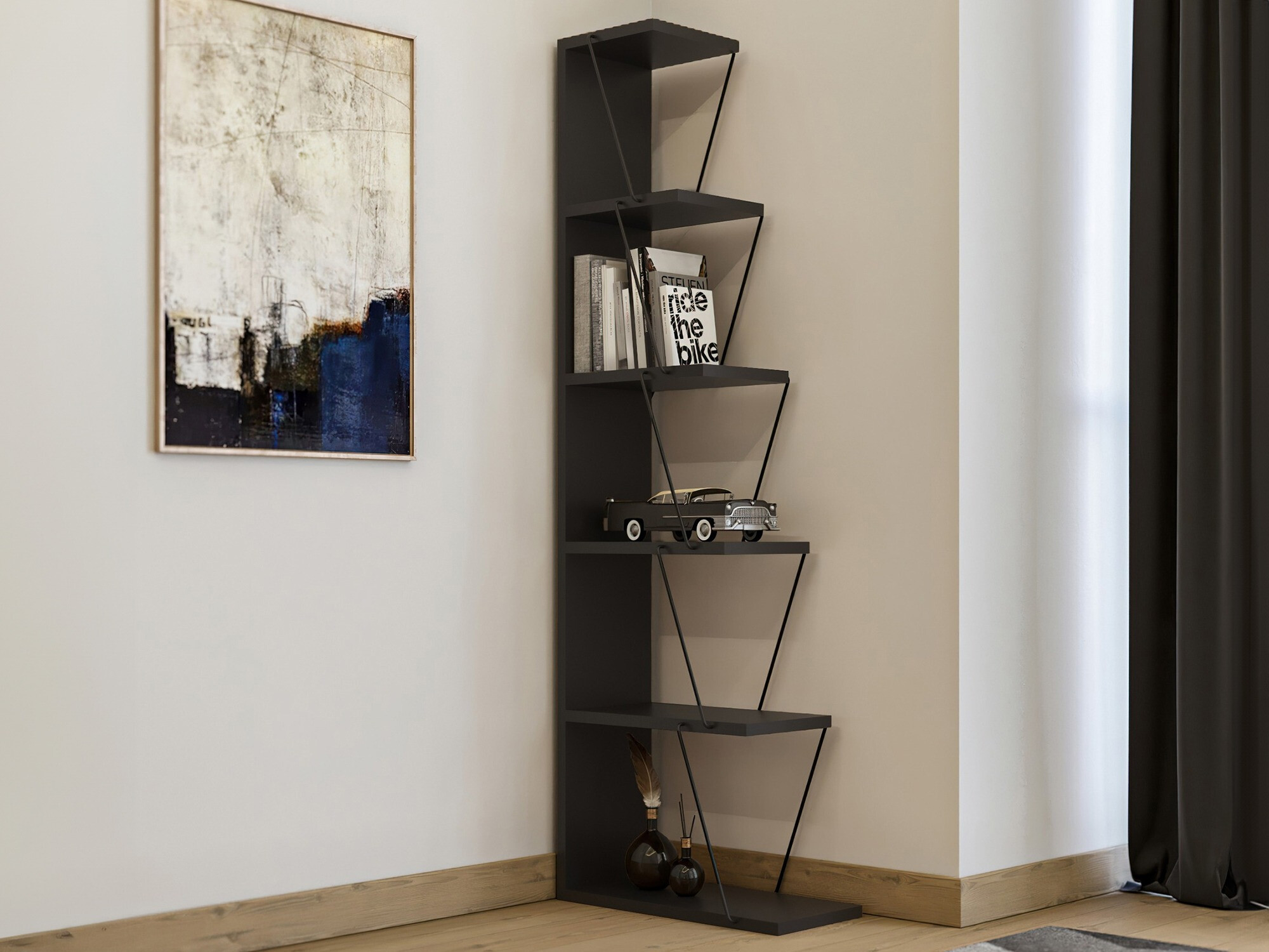 Estantería Kailua 371 (Antracita + Negro)