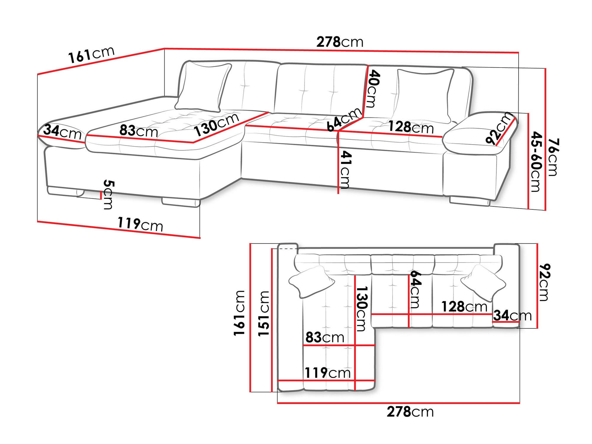 Sofá rinconero Comfivo Serenitas (Lux 06 + Lux 05)