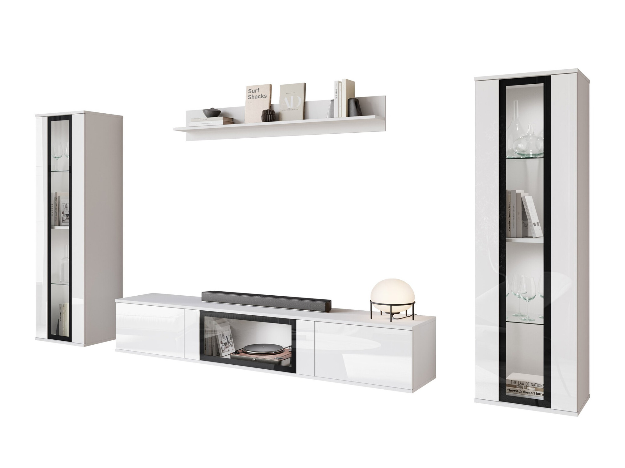 Conjunto de salón Torcame 103 (Blanco + Blanco brillante)