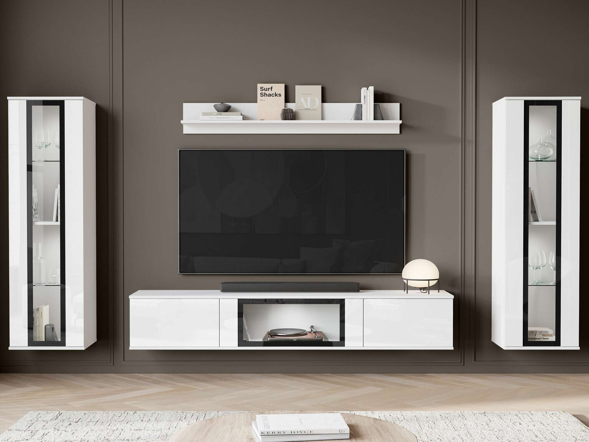 Conjunto de salón Torcame 103 (Blanco + Blanco brillante)