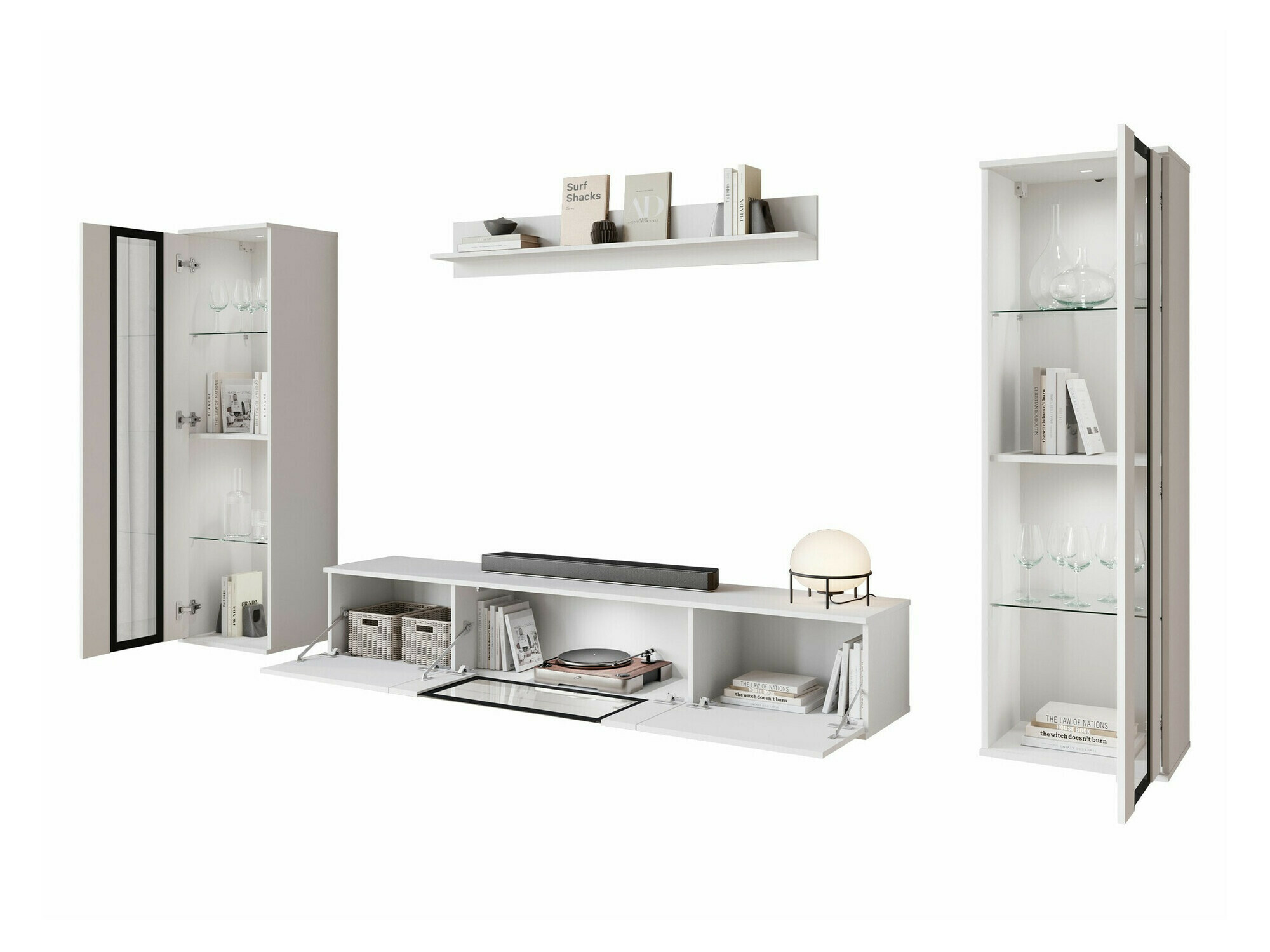 Conjunto de salón Torcame 103 (Roble wotan + Blanco brillante)