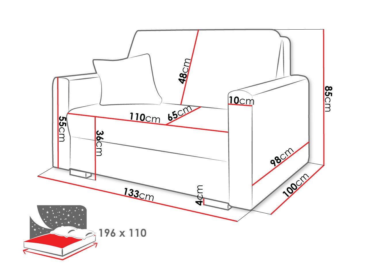 Sofá cama Solrin II (Tilia 86)