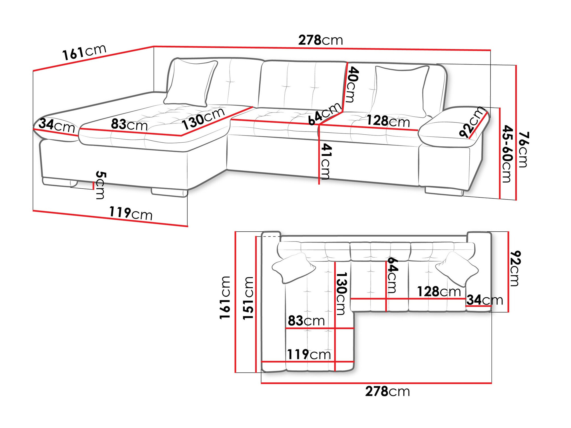 Sofá rinconero Comfivo 219 (Magic Velvet 2217 + Magic Velvet 2219)
