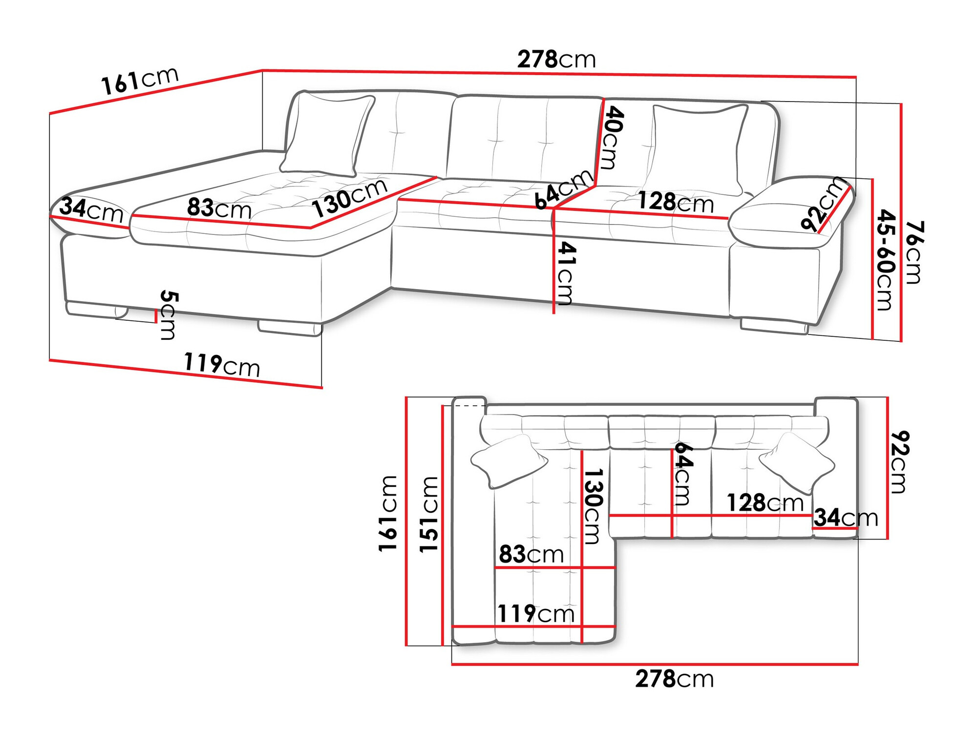 Sofá rinconero Comfivo Serenitas (Manila 16 + Manila 18)