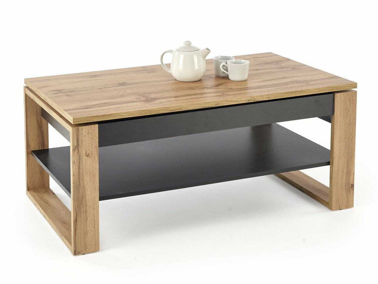 Mesa de centro convertible Houston 1959 (Roble Artisan + Negro)