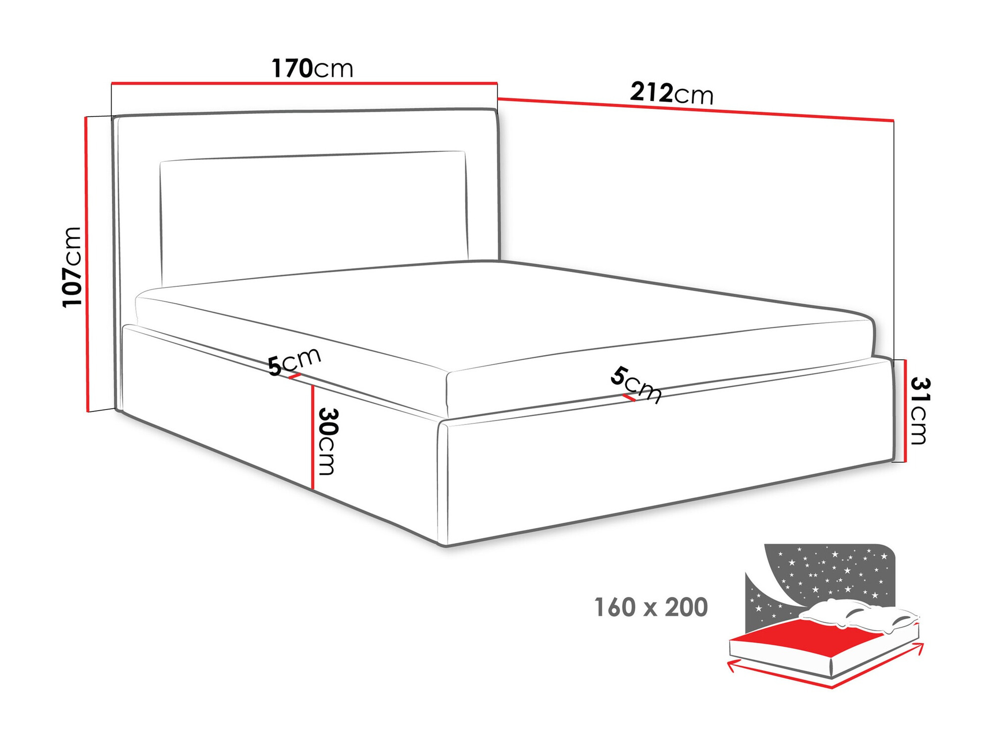 Cama Baltimore 198 (Coral 55)