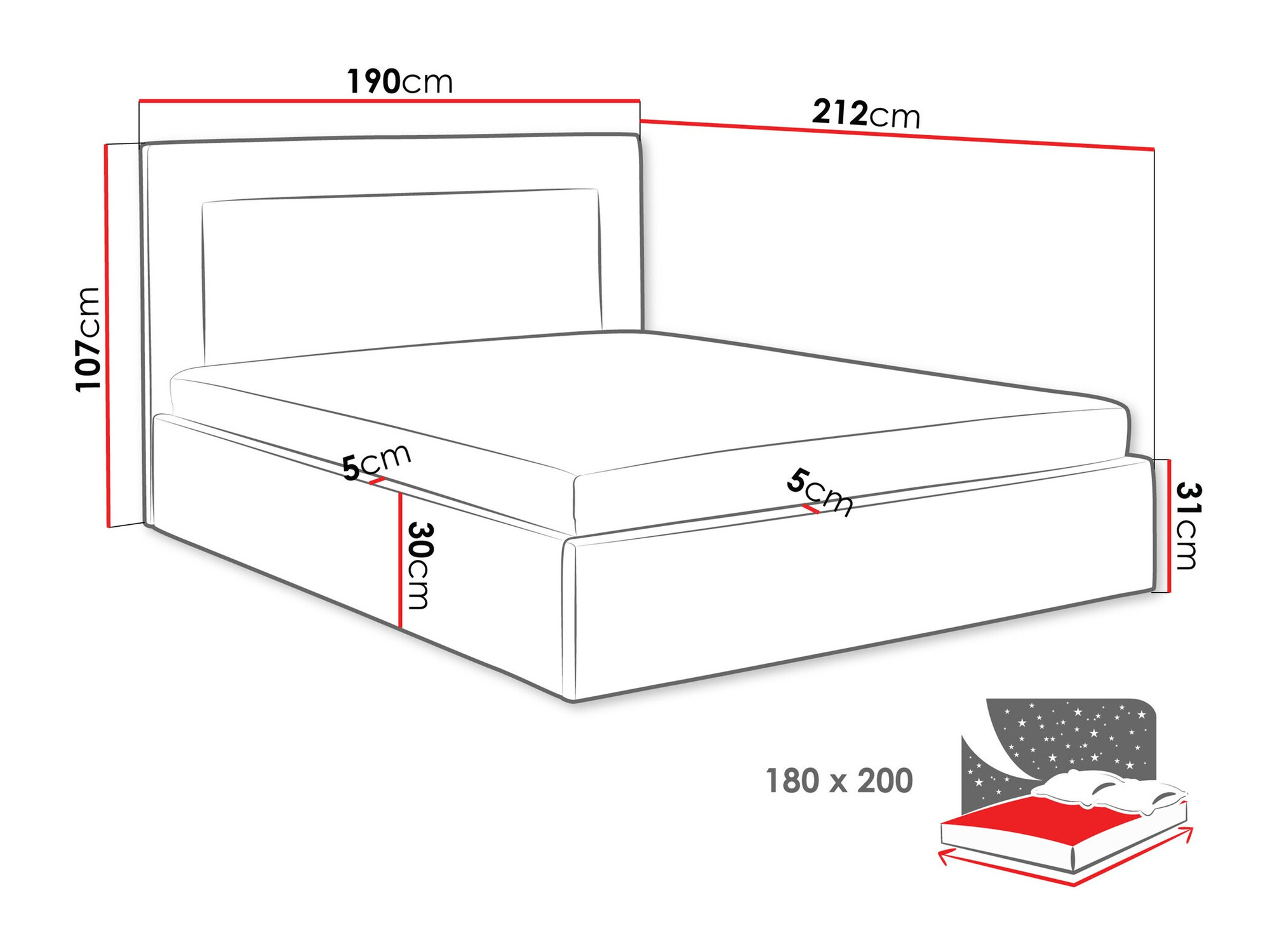 Cama Baltimore 198 (Coral 75)