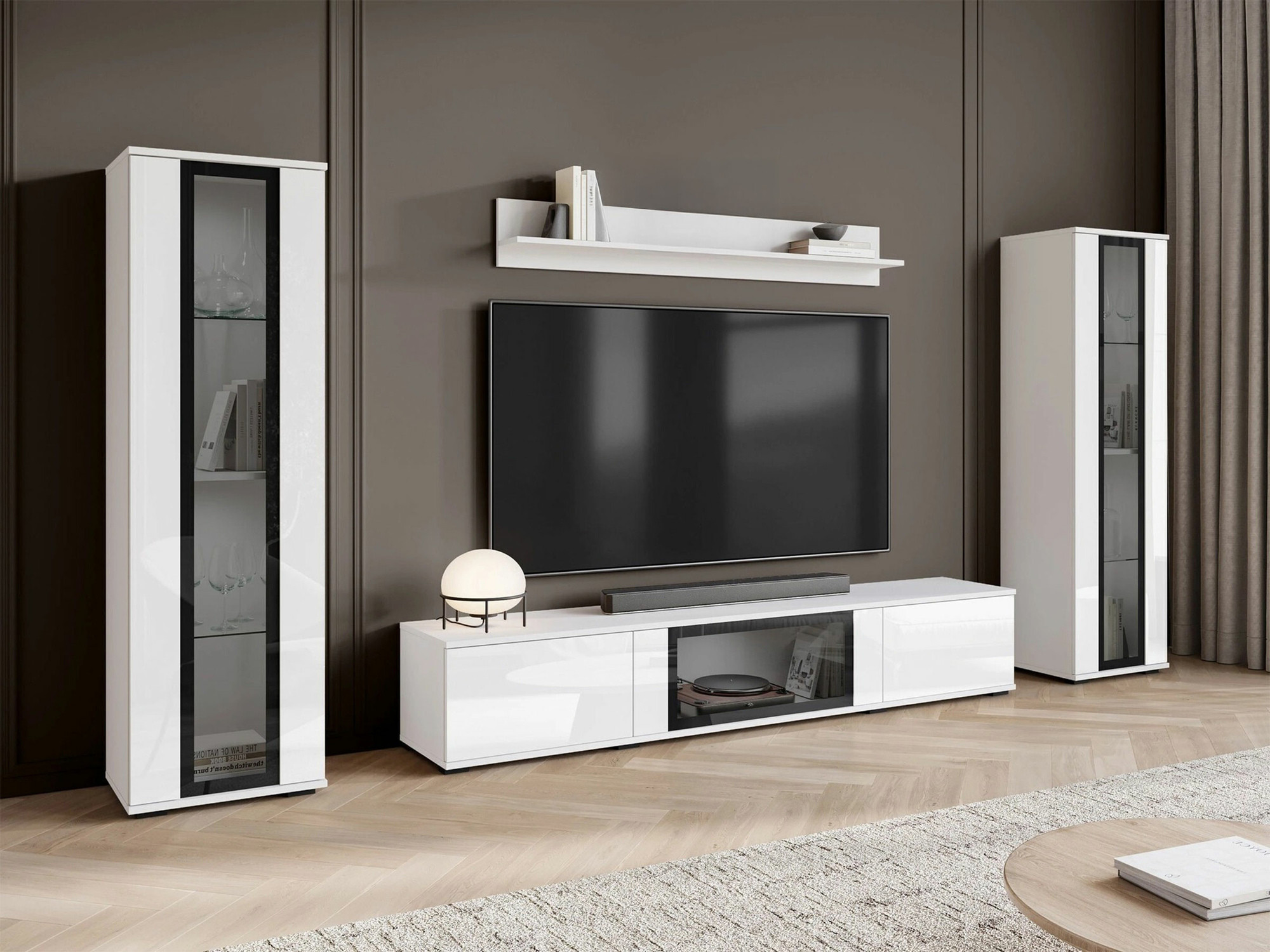 Conjunto de salón Torcame 103 (Blanco + Blanco brillante)