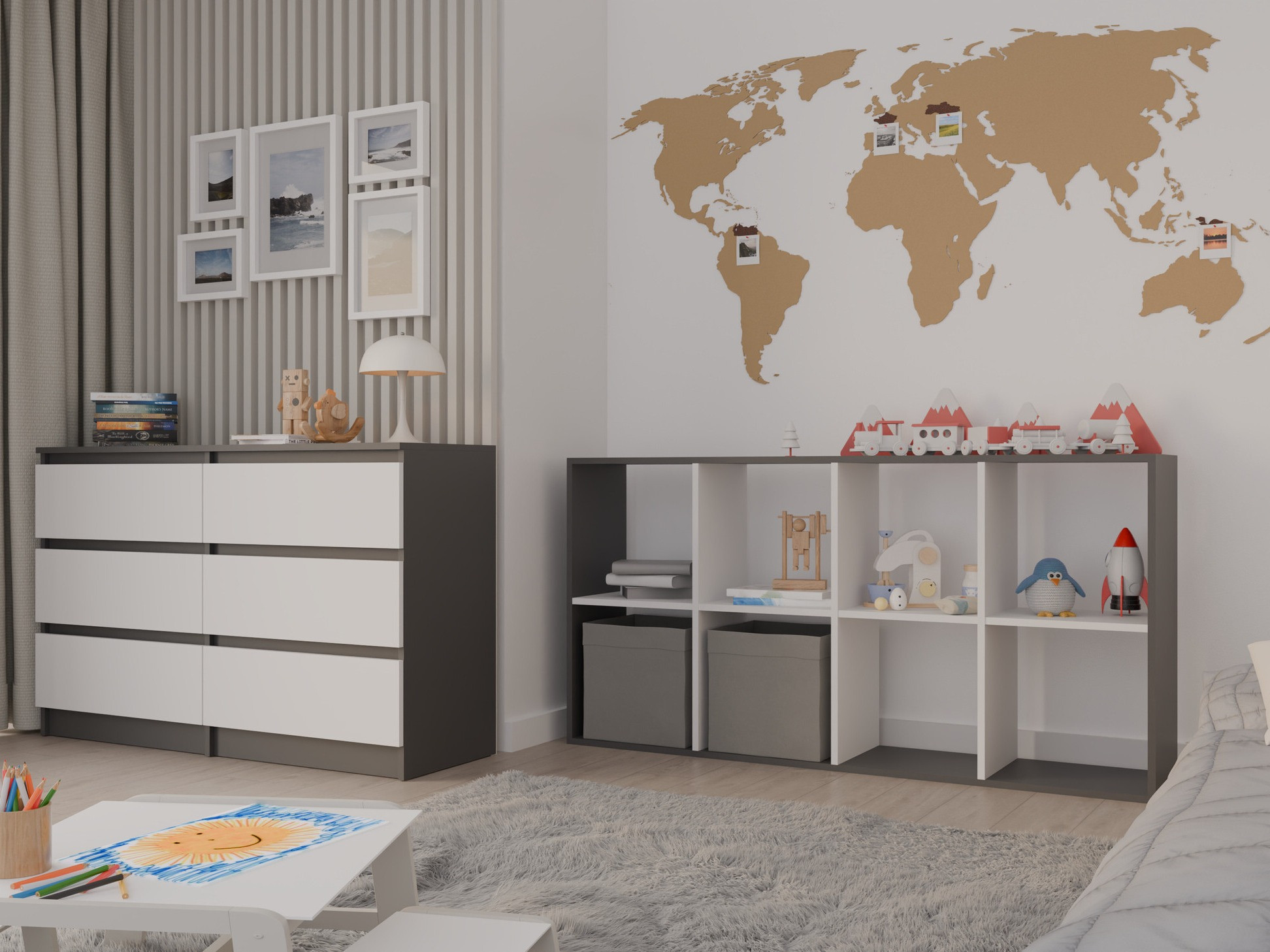 Estantería Mandeville 288 (Blanco + Antracita)