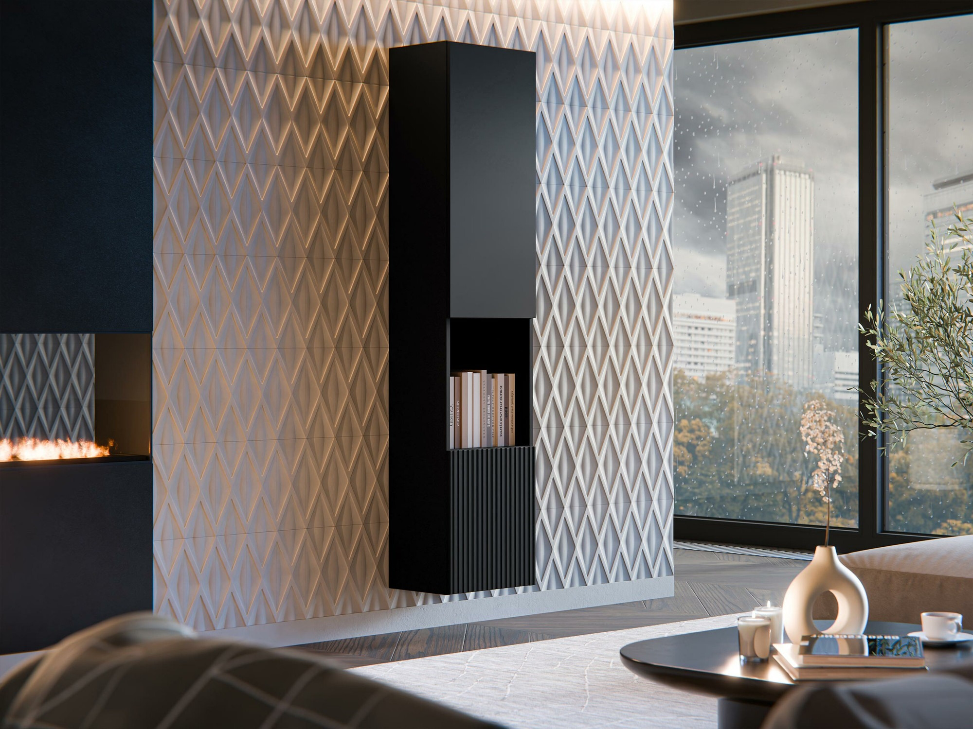 Estantería de pared Calveru 102 (Negro)