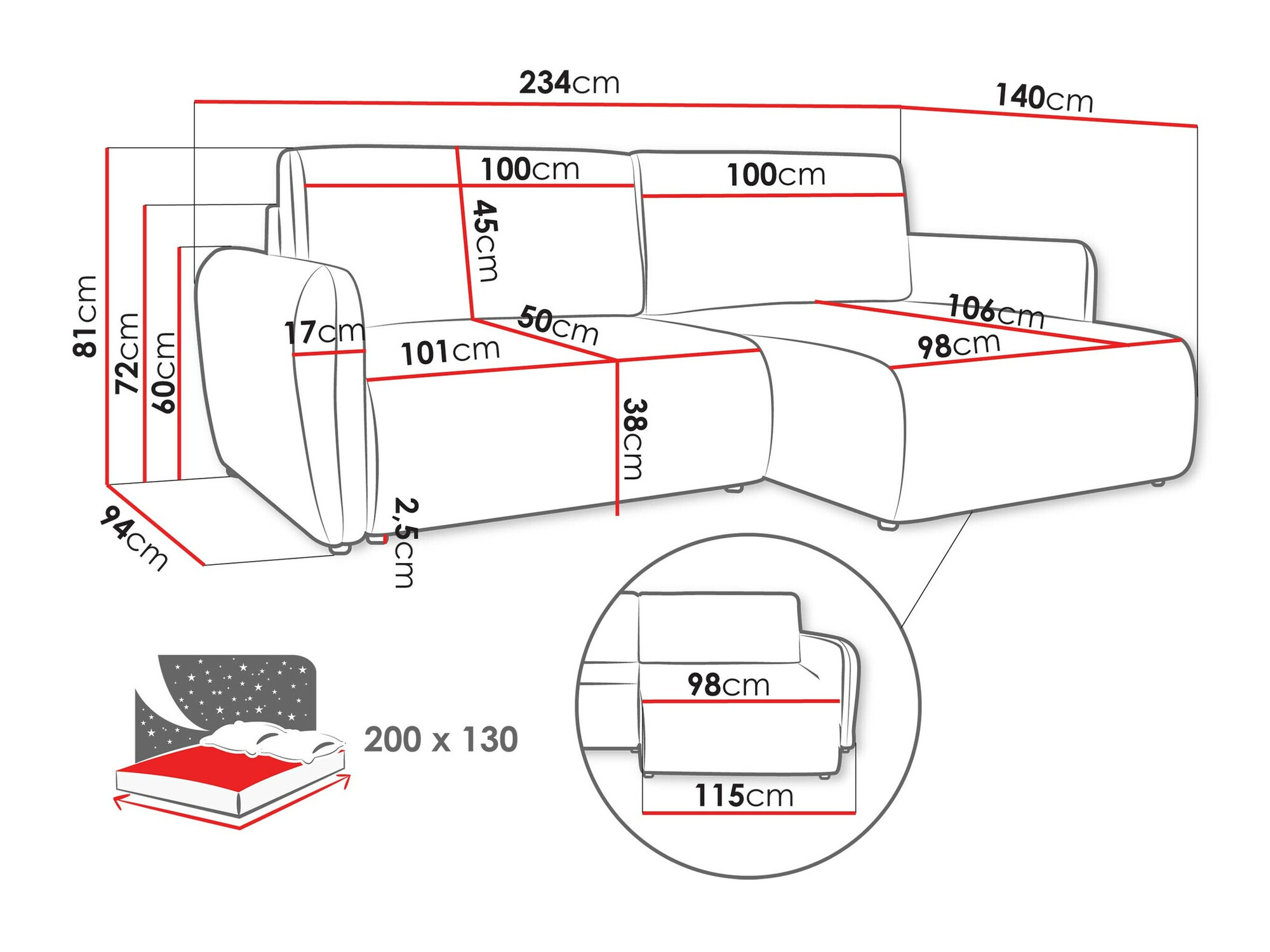Sofá rinconero Temple 131 (Cruz 15)