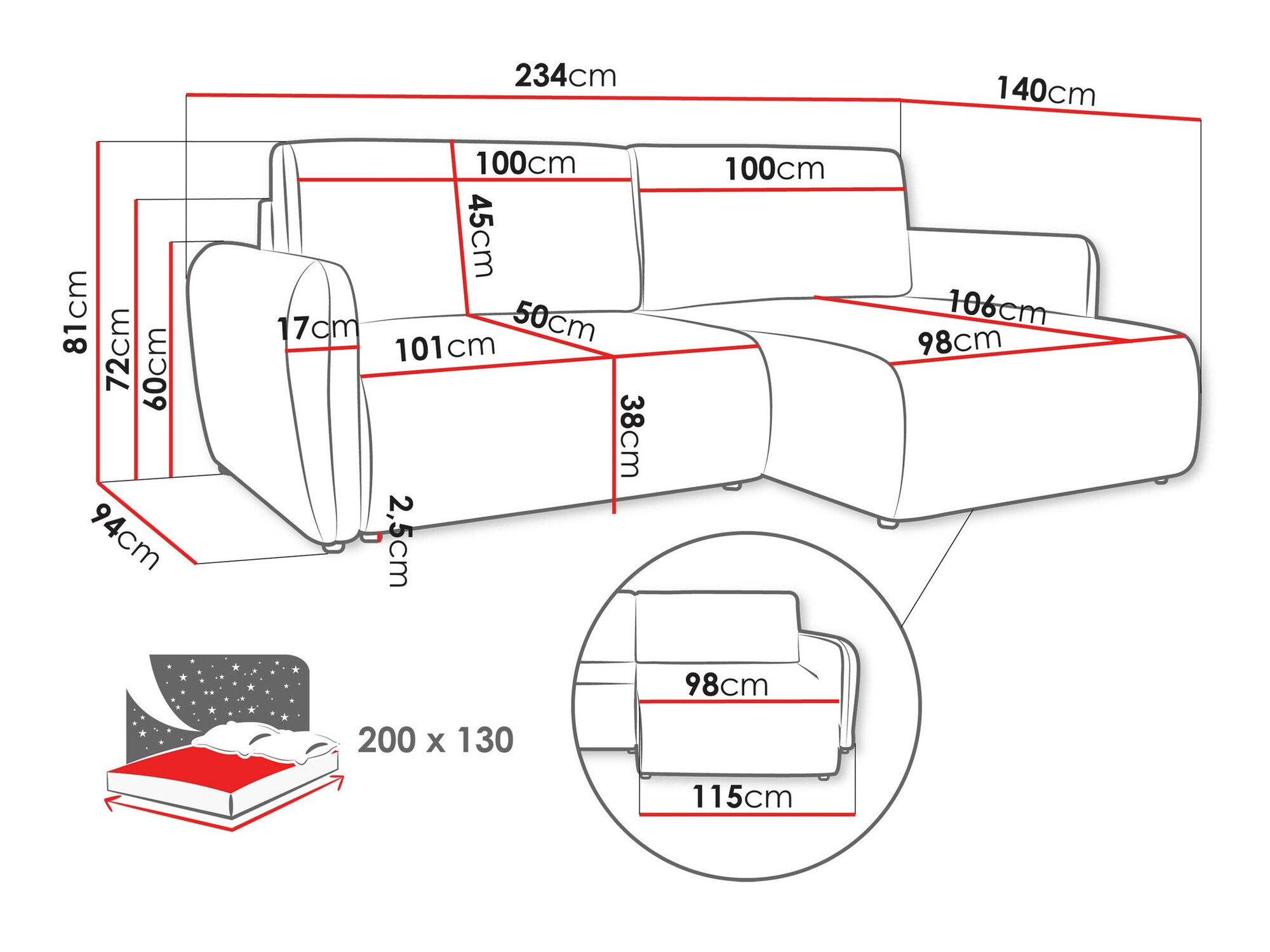 Sofá rinconero Temple 131 (Cruz 97)
