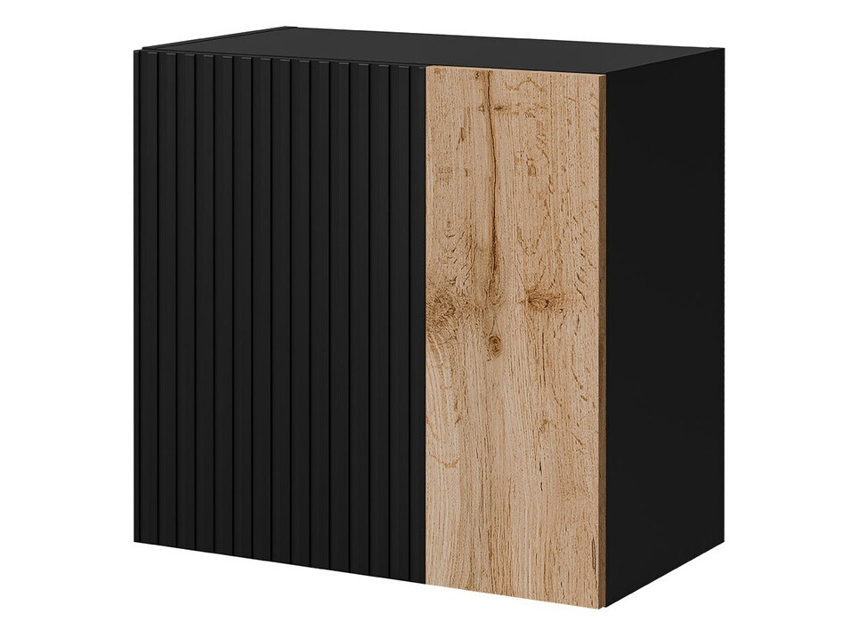 Armario de pared Calveru 104 (Negro + Roble wotan)