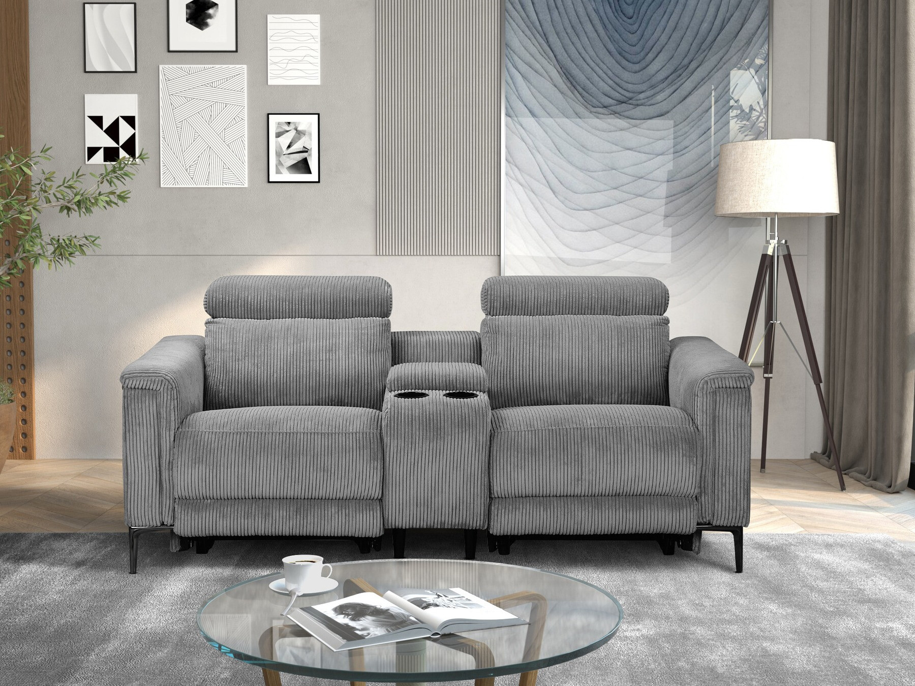 Sofá reclinable Denton 1467 (Gris)