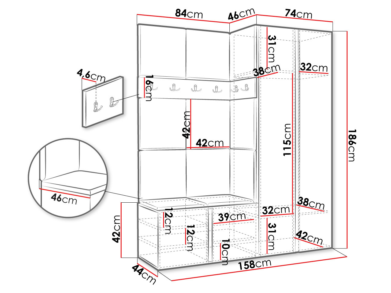 Conjunto para recibidor Hartford 278 (Roble Artisan)