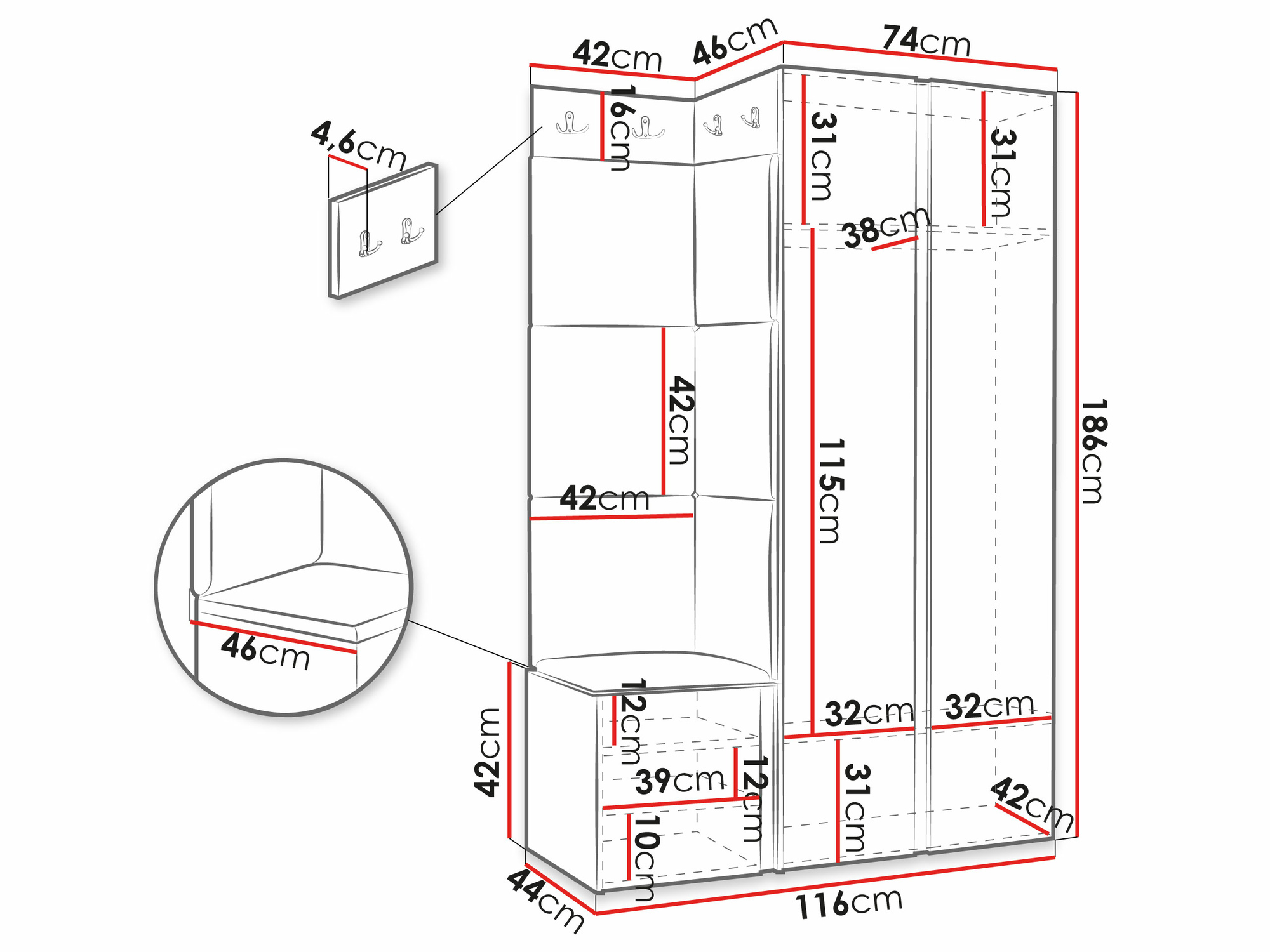 Conjunto para recibidor Hartford 380 (Negro)